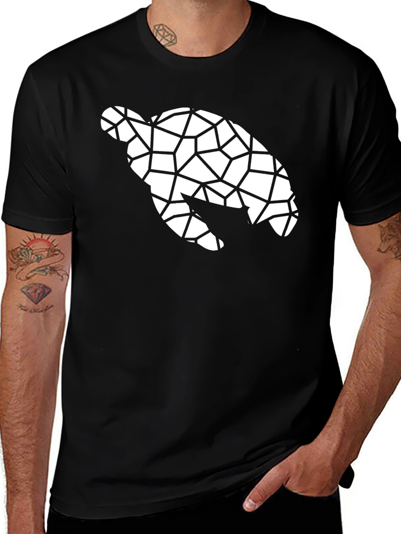 Variant 2 of Geometric Turtle Graphic Tee - Black