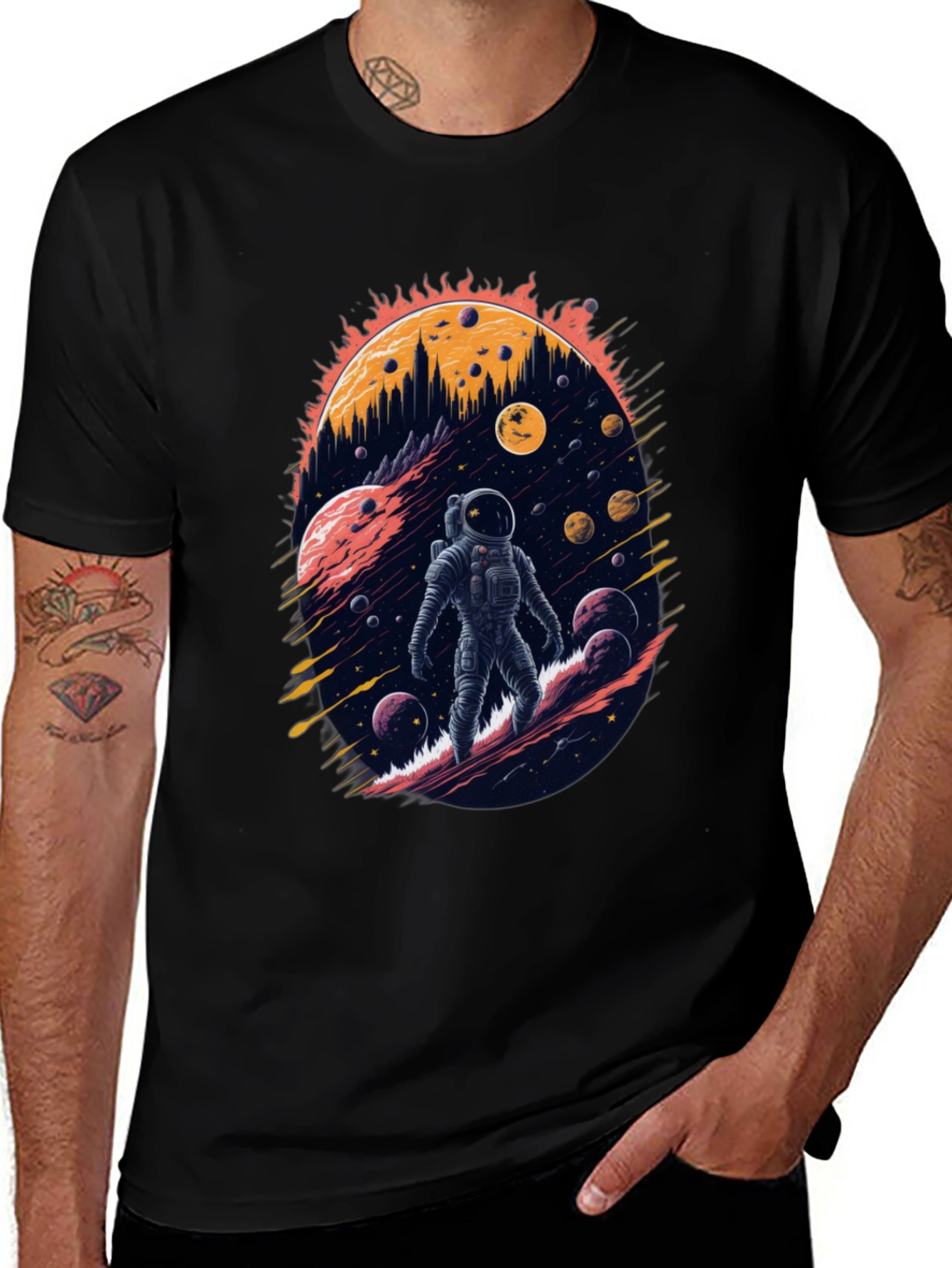 Variant 27 of Astronaut in Space Graphic Tee - Cosmic Adventure Shirt