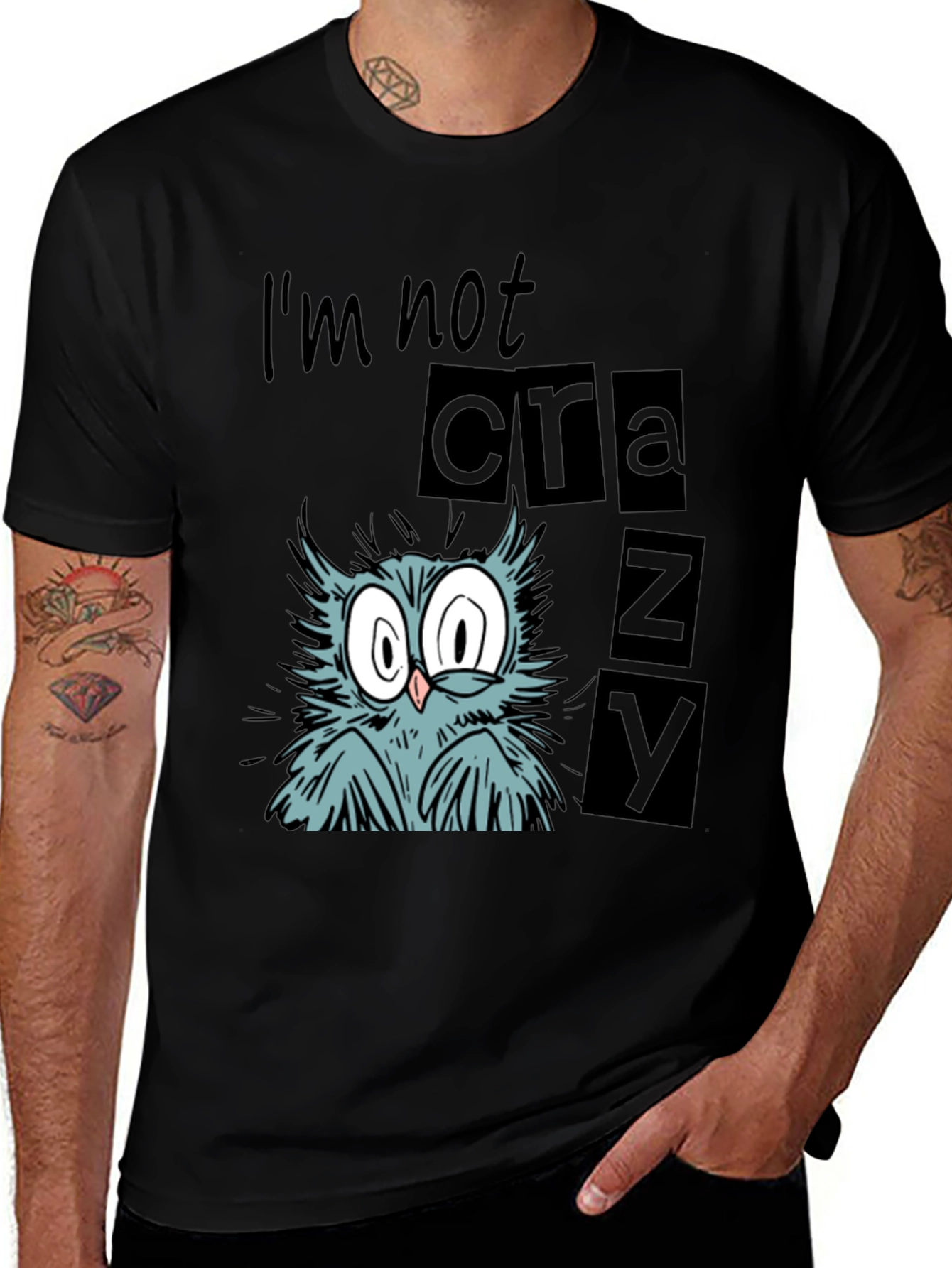 Variant 26 of Funny Owl Graphic Tee - I'm Not Crazy T-Shirt