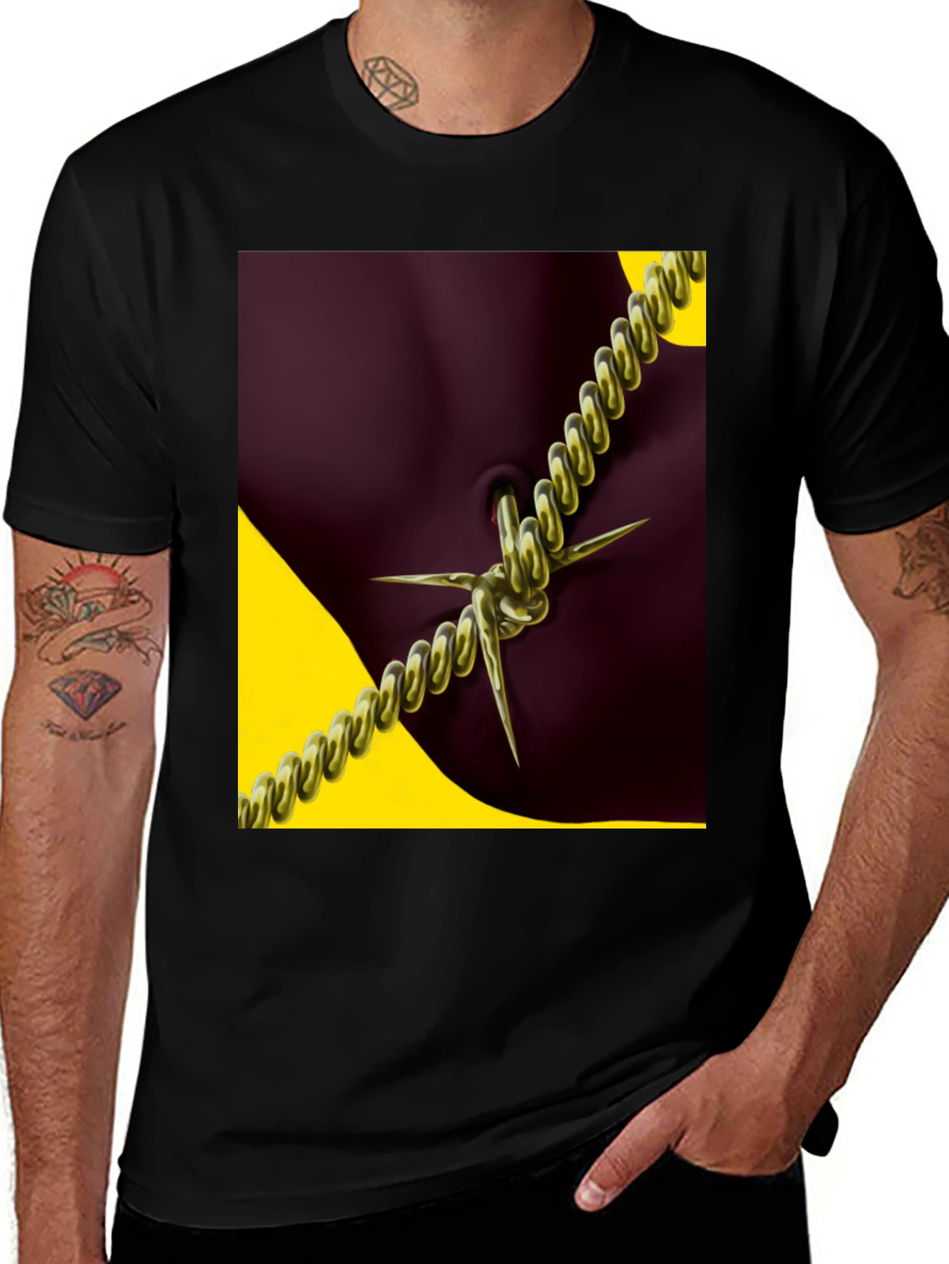 Variant 12 of Edgy Chain Body Art Graphic Tee