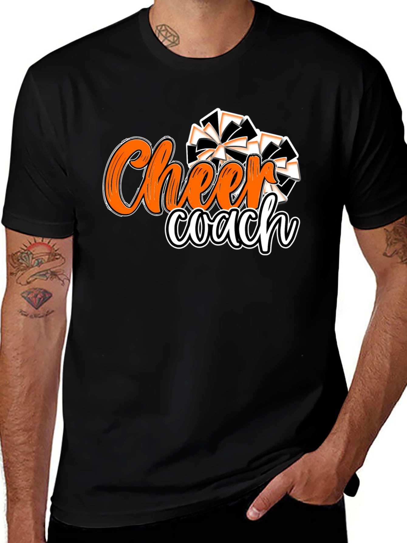 Variant 21 of Cheer Coach T-Shirt Black Orange Spirit Wear