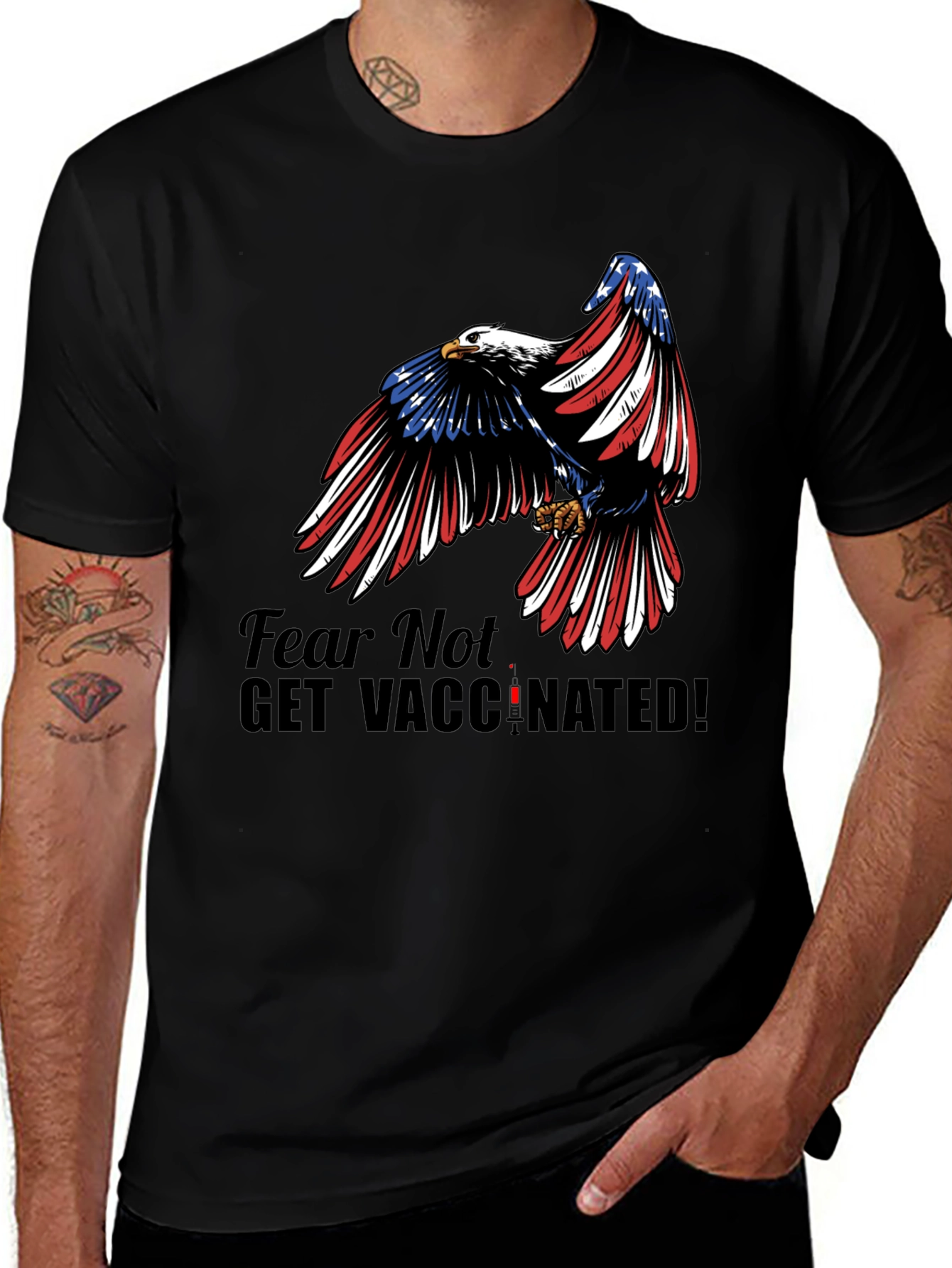 Variant 2 of Fear Not Get Vaccinated Eagle Patriotic T-Shirt