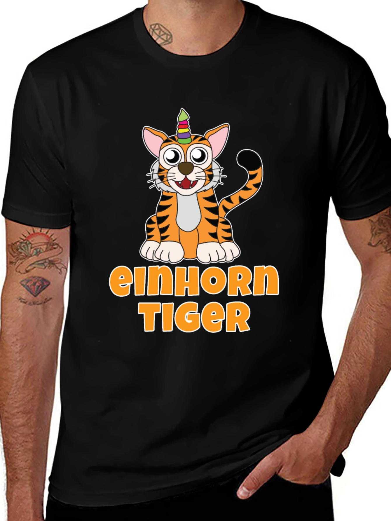Variant 12 of Einhorn Tiger Black T-Shirt