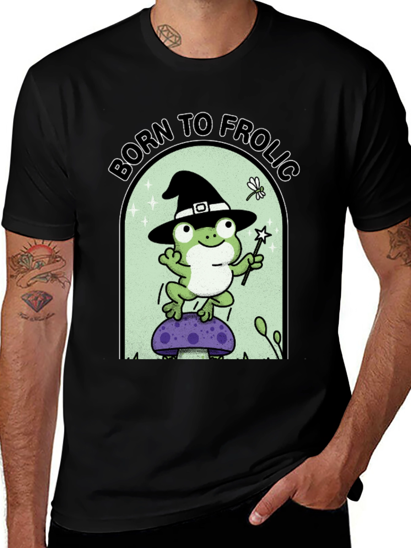 Variant 3 of Whimsical Frog Wizard Tee - Born to Frolic!