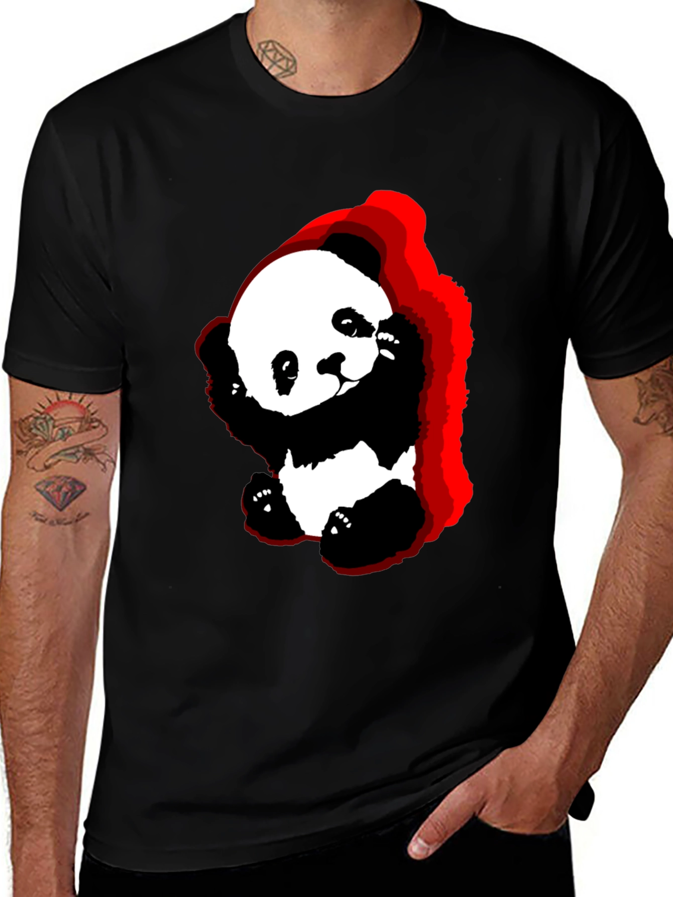 Variant 29 of Cute Panda Graphic Tee - Soft Black Cotton T-Shirt