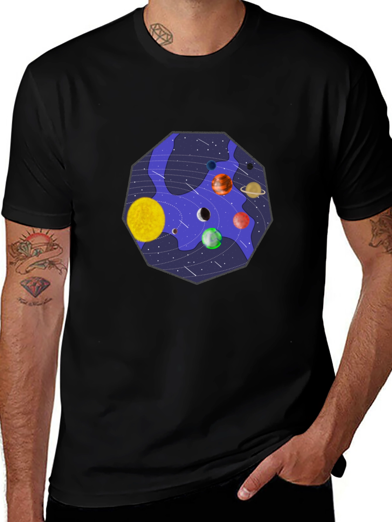 Variant 7 of Planetary System T-Shirt - Space Exploration Tee
