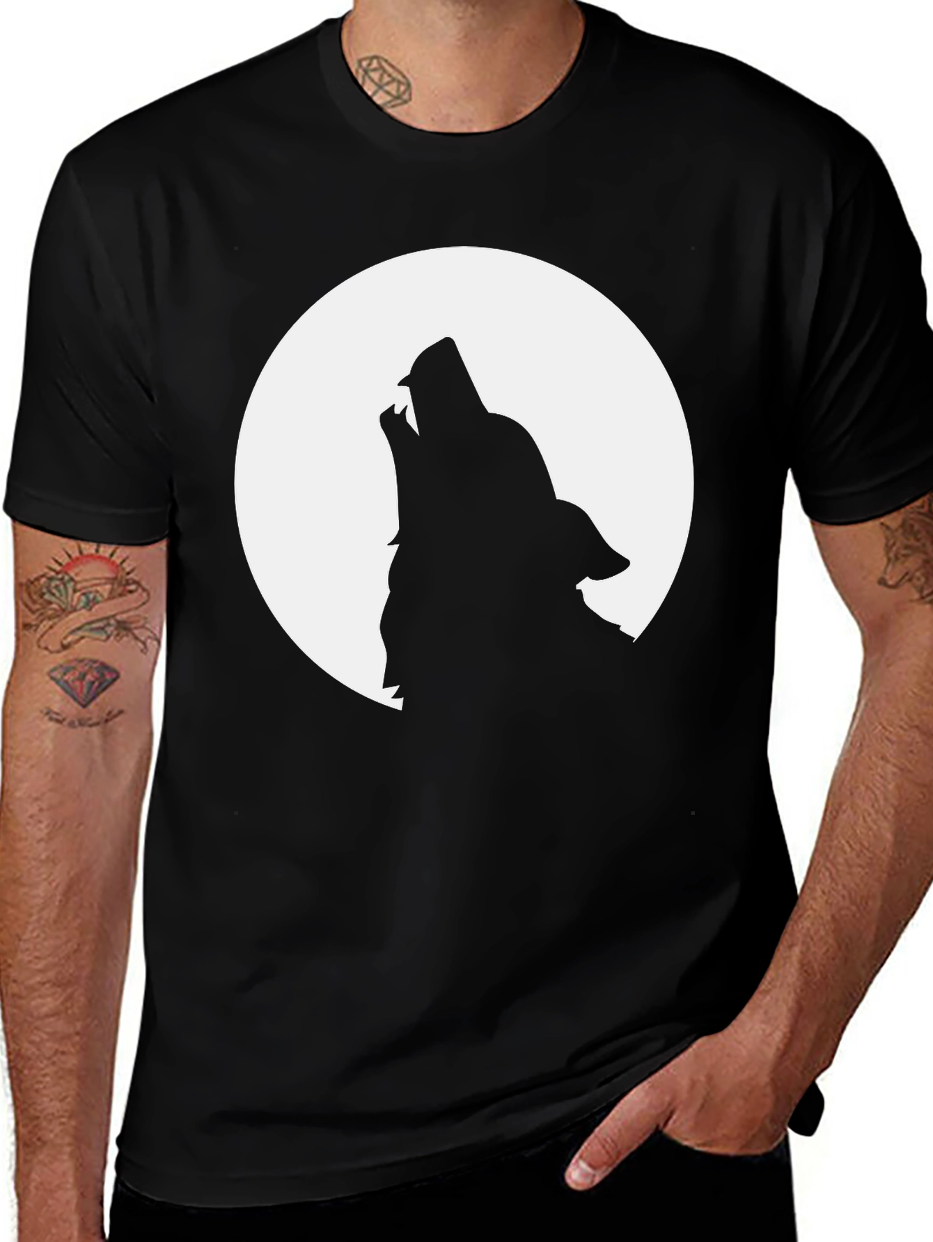 Variant 13 of Wolf Moon Graphic Tee - Men's Black T-Shirt