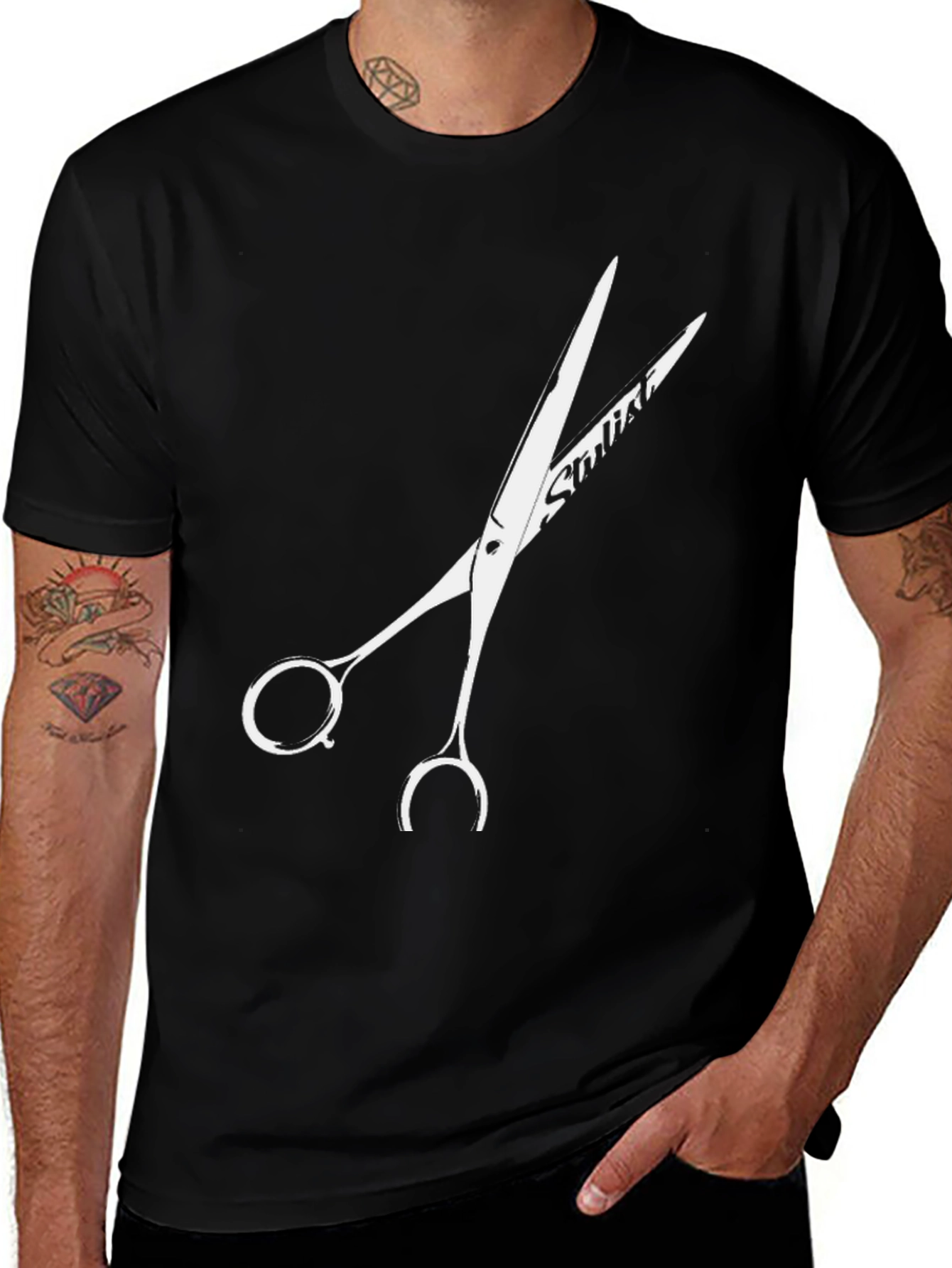 Stylist Scissors Graphic Tee - Black Cotton Comfort