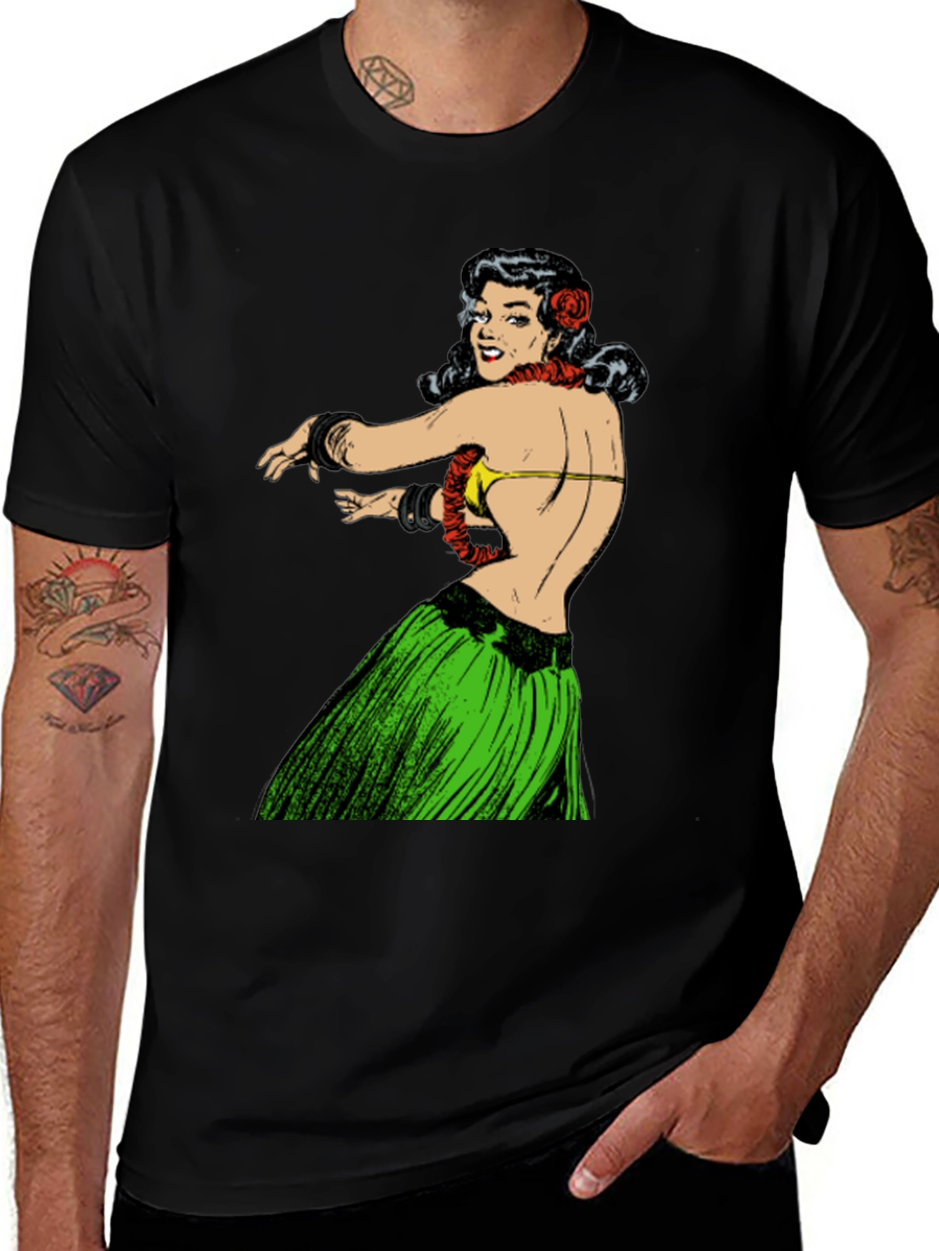 Variant 27 of Hula Girl Graphic Tee - Vintage Inspired