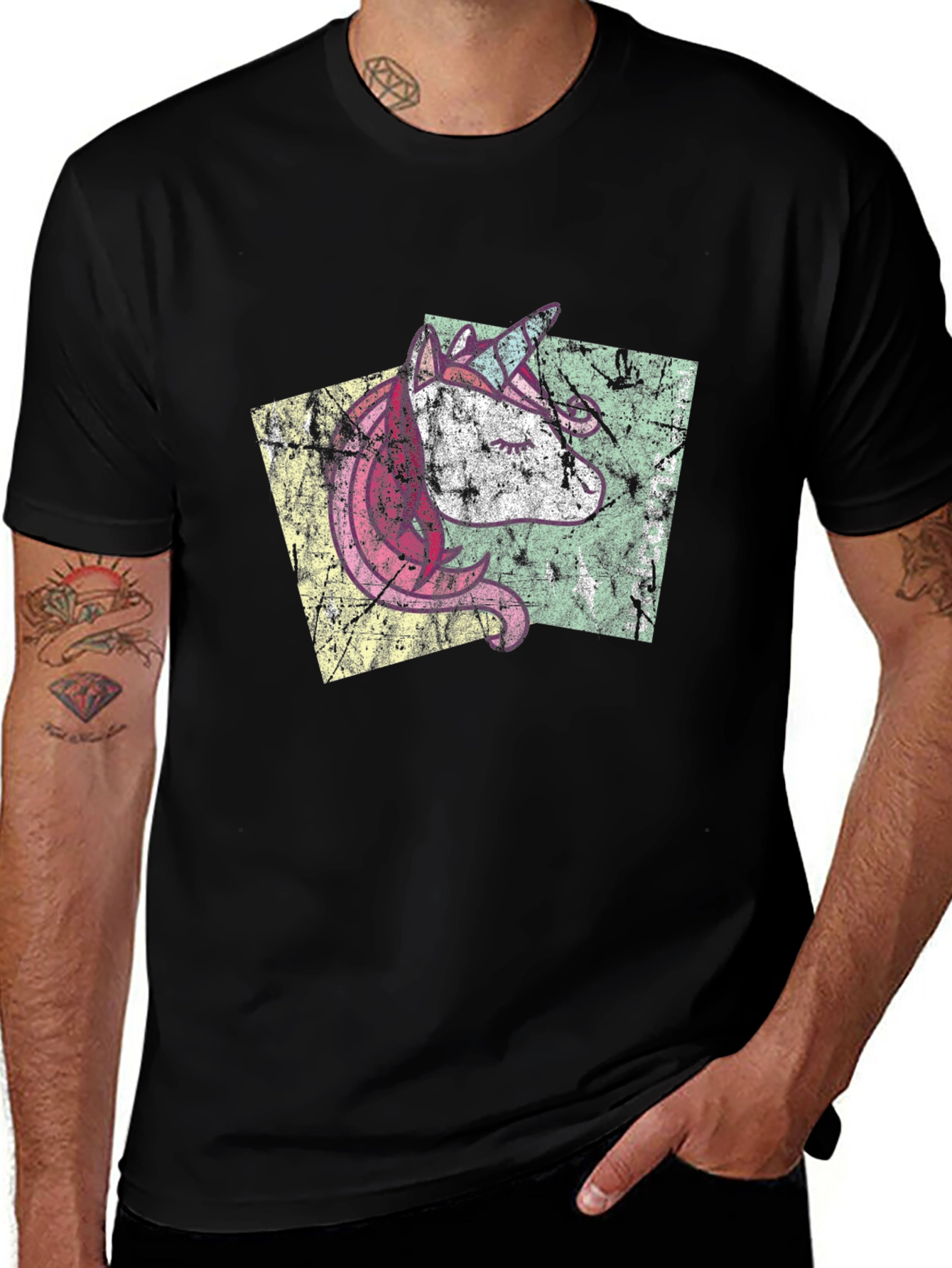 Variant 19 of Unicorn Graphic Tee - Distressed Print