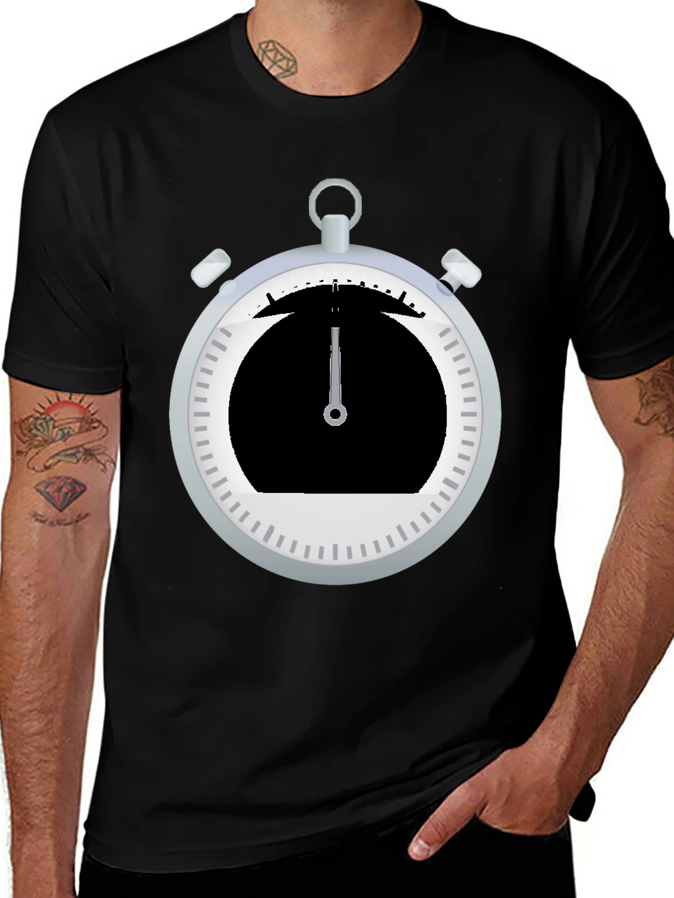 Variant 26 of Stopwatch Graphic Tee - Sporty Black T-Shirt