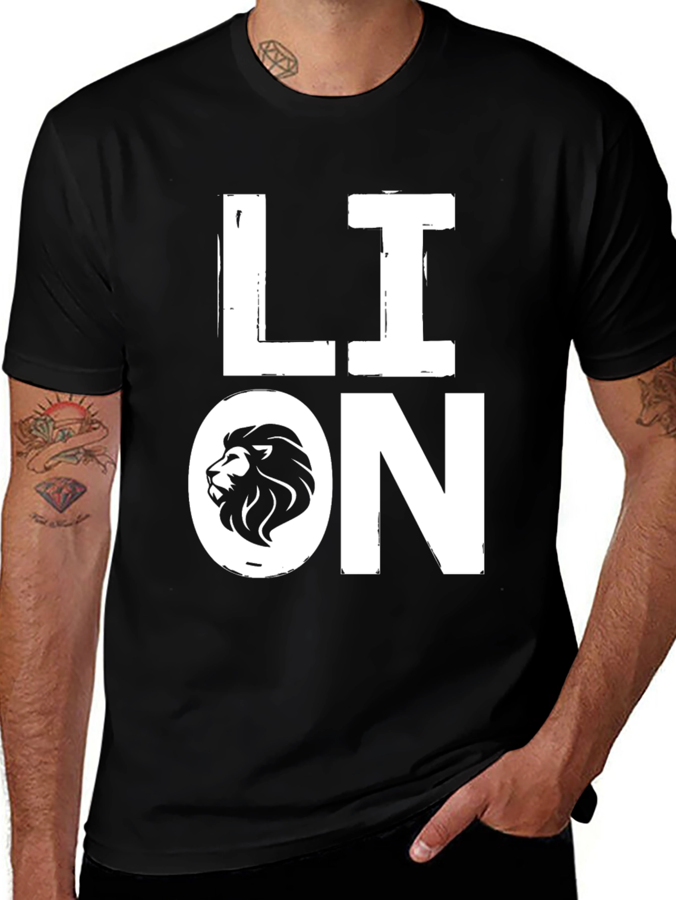 Black Lion Graphic Tee - Cool Animal Print T-Shirt main image