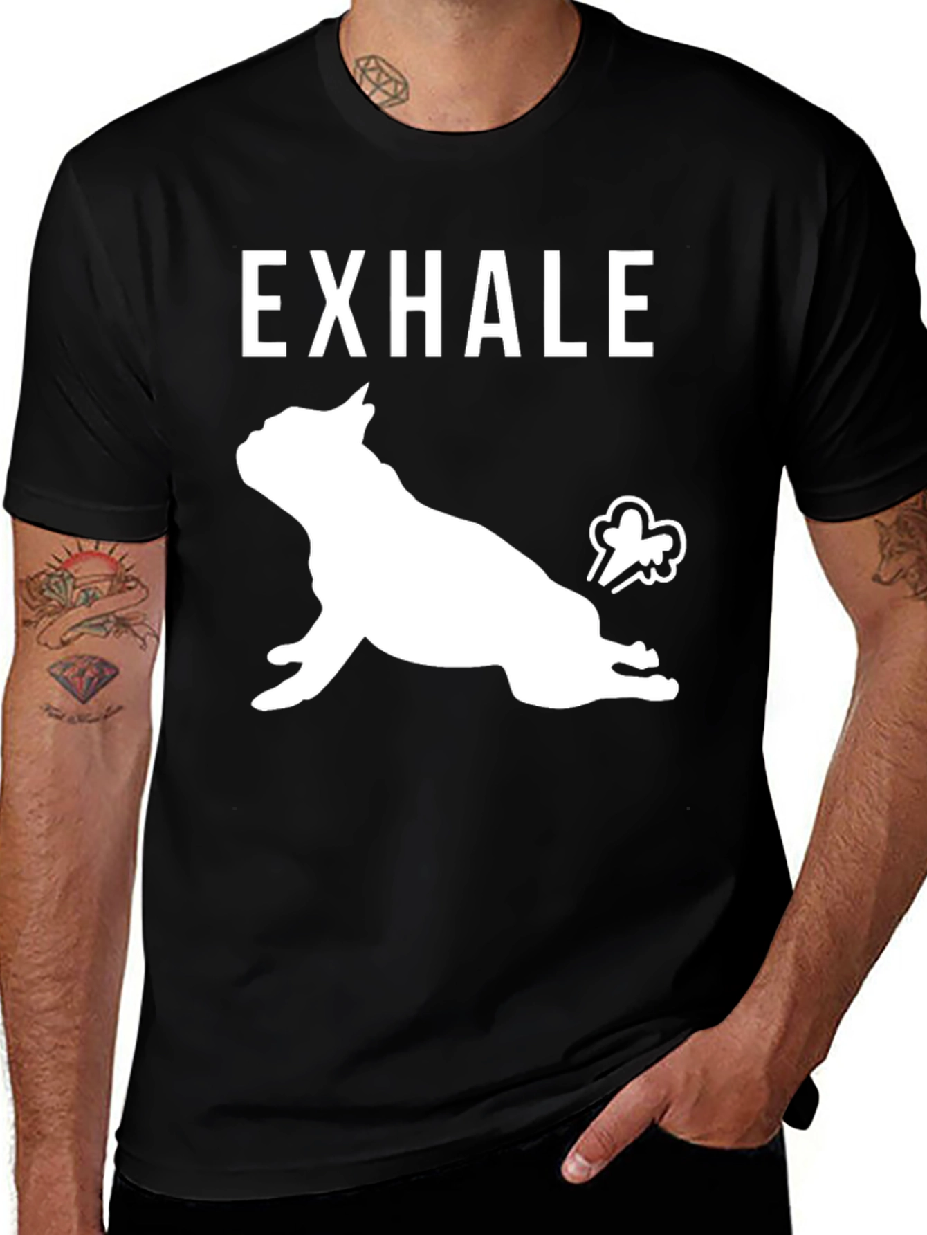 Variant 12 of Exhale Dog Yoga Black Graphic T-Shirt