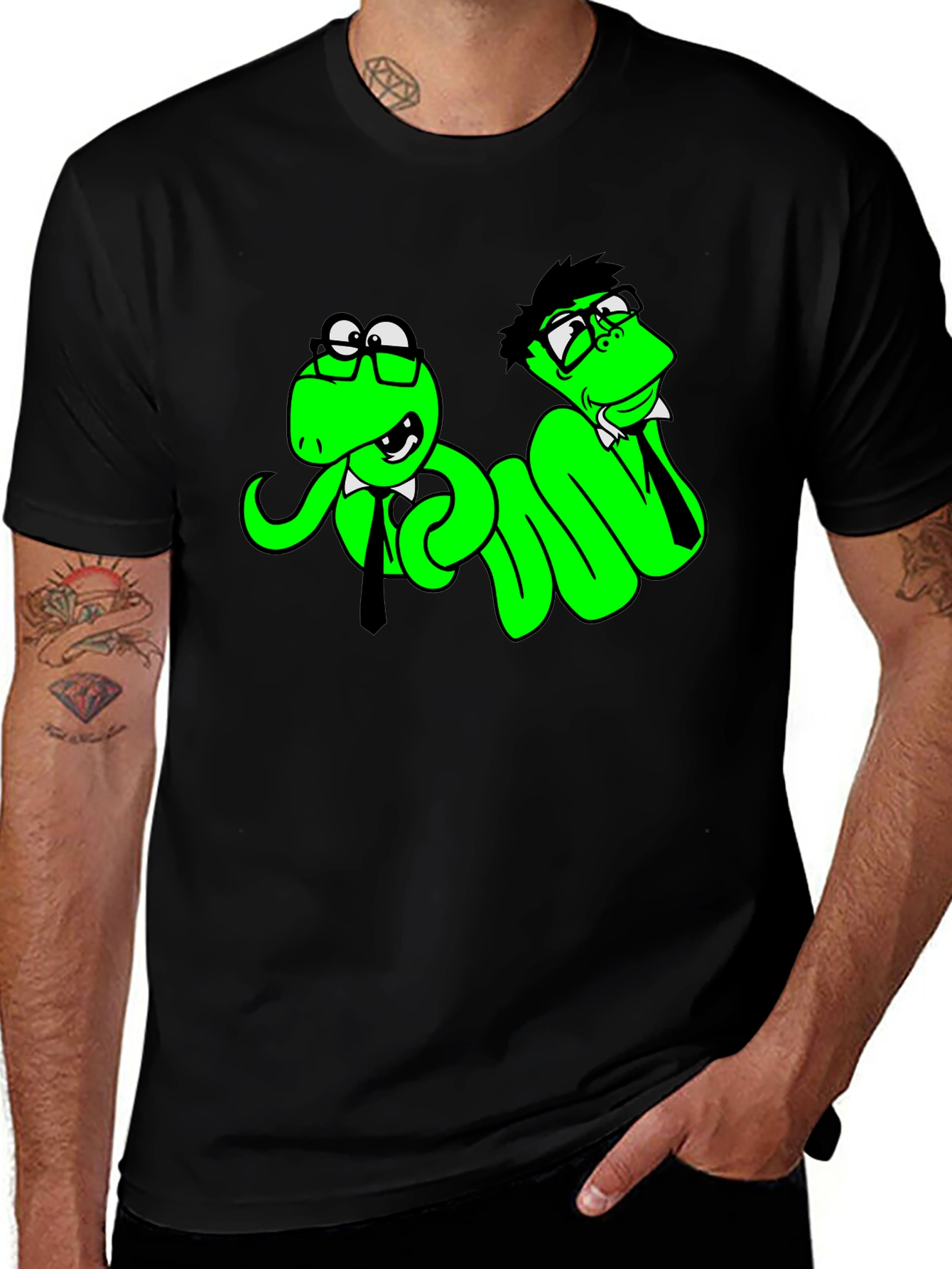Variant 24 of Funny Cartoon Snake T-Shirt - Black