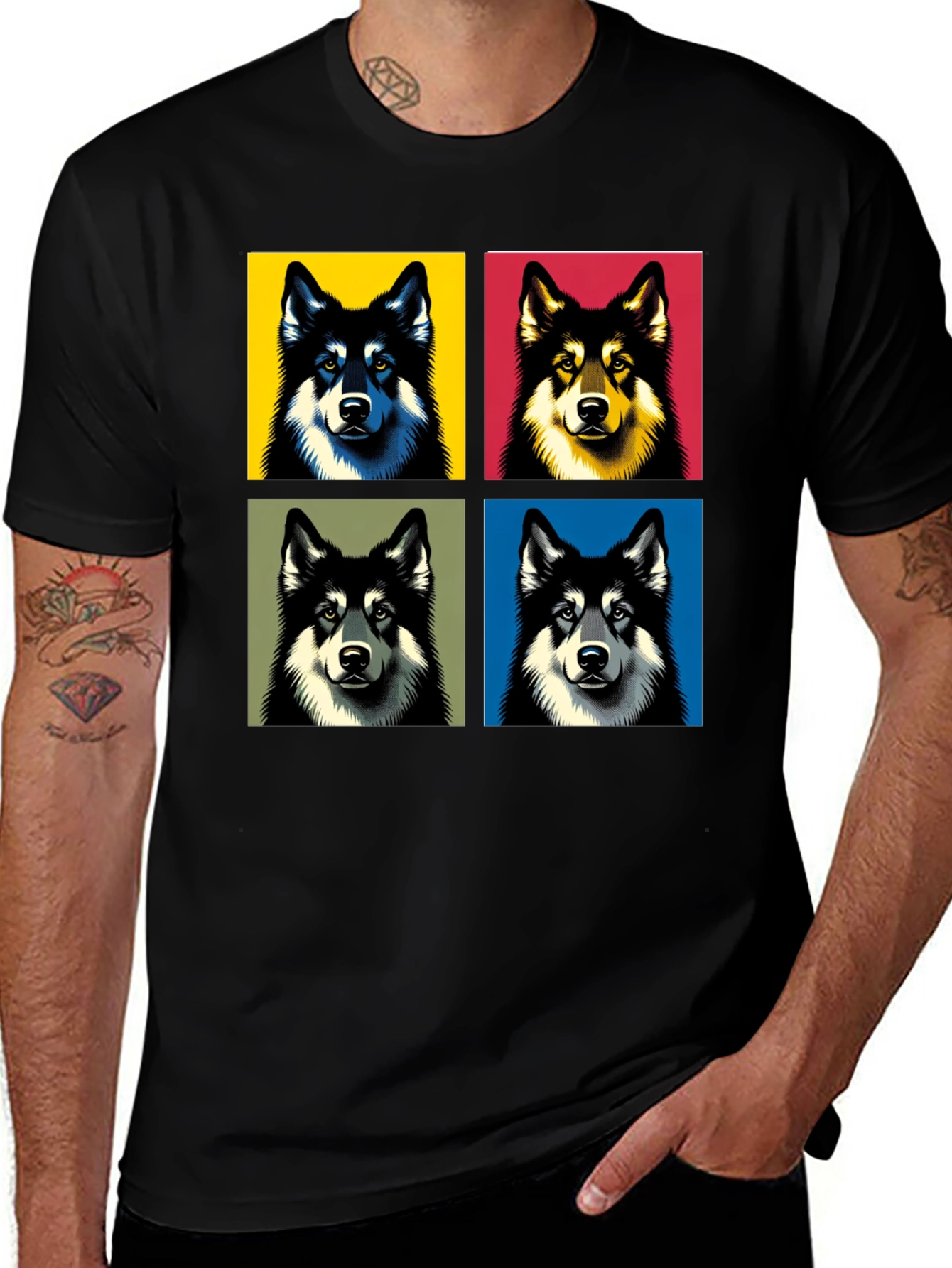 Variant 29 of Pop Art Dog Graphic Black T-Shirt
