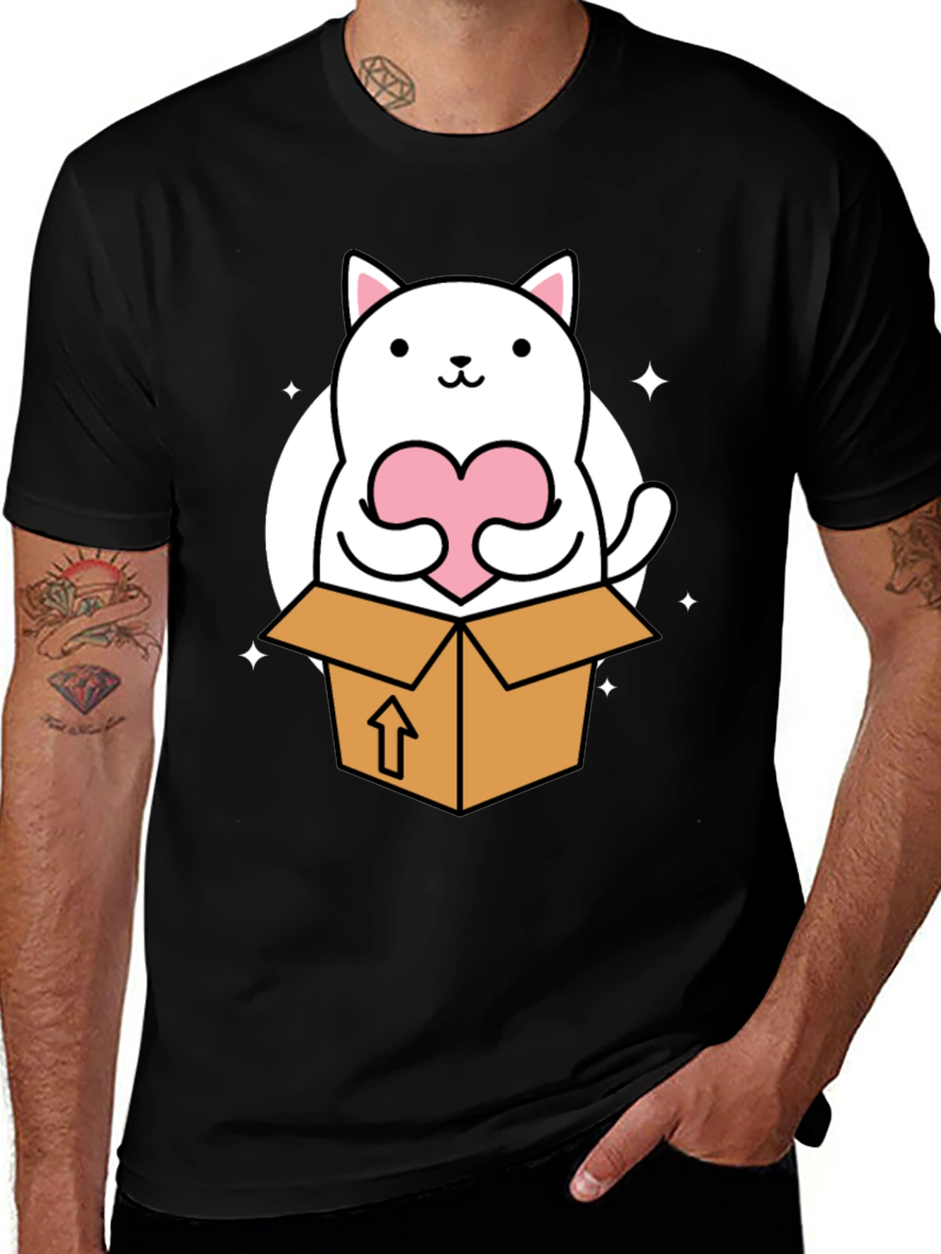 Variant 15 of Cute Cat in Box Holding Heart T-Shirt