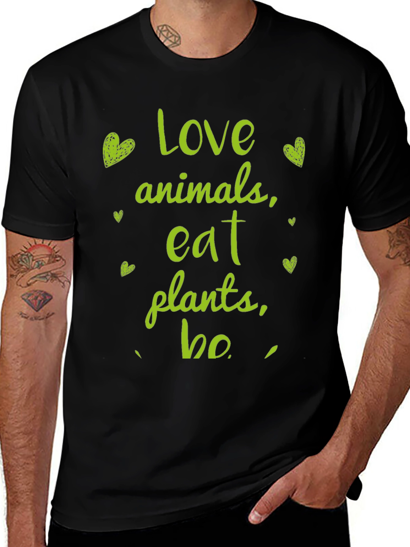 Variant 8 of Love Animals, Eat Plants Black Graphic Tee