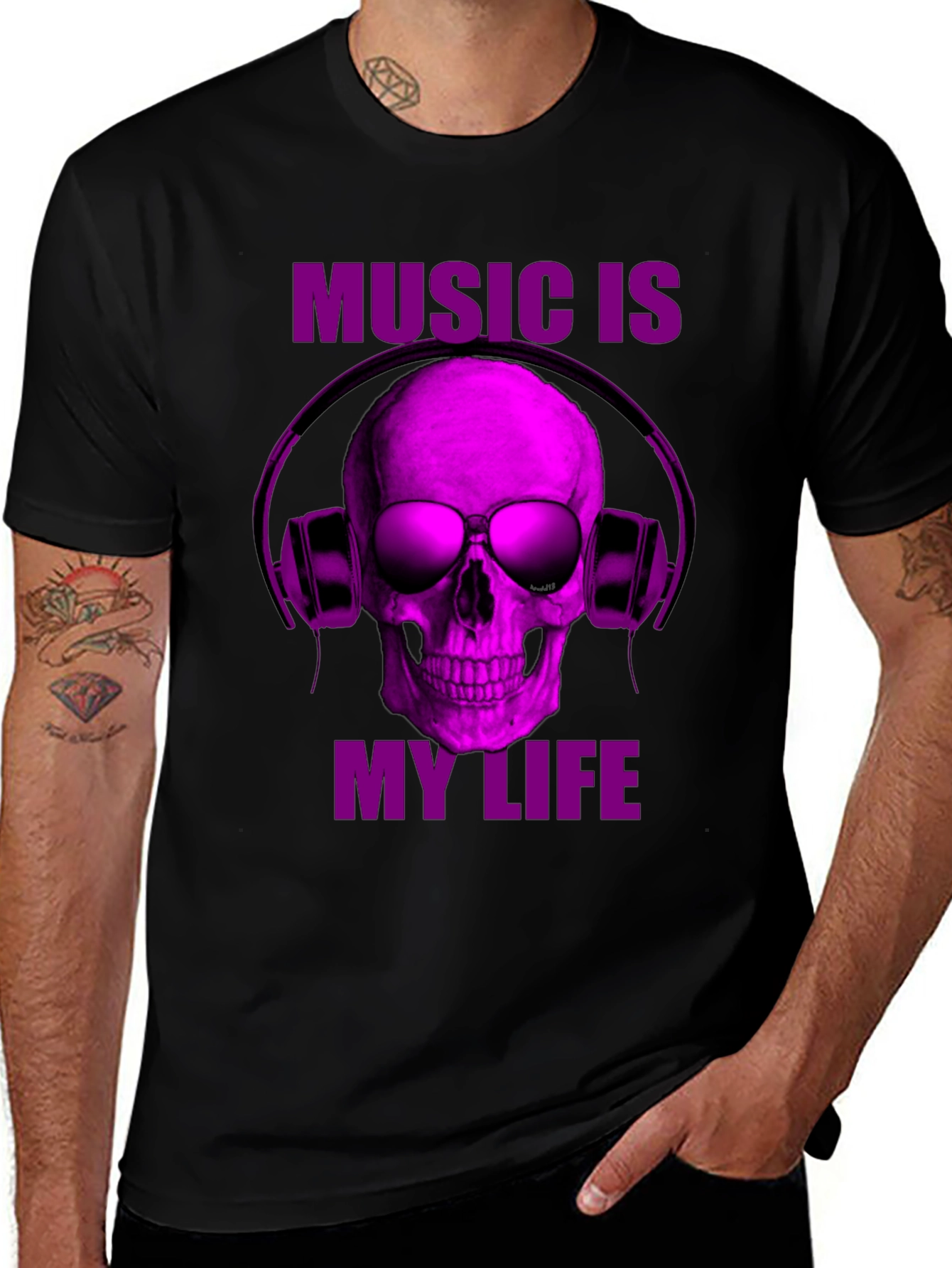 Black Music is My Life Skull Graphic T-Shirt main image