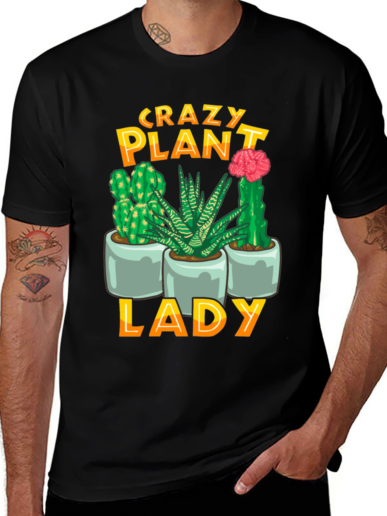 Variant 8 of Crazy Plant Lady T-Shirt - Succulent & Cactus Design