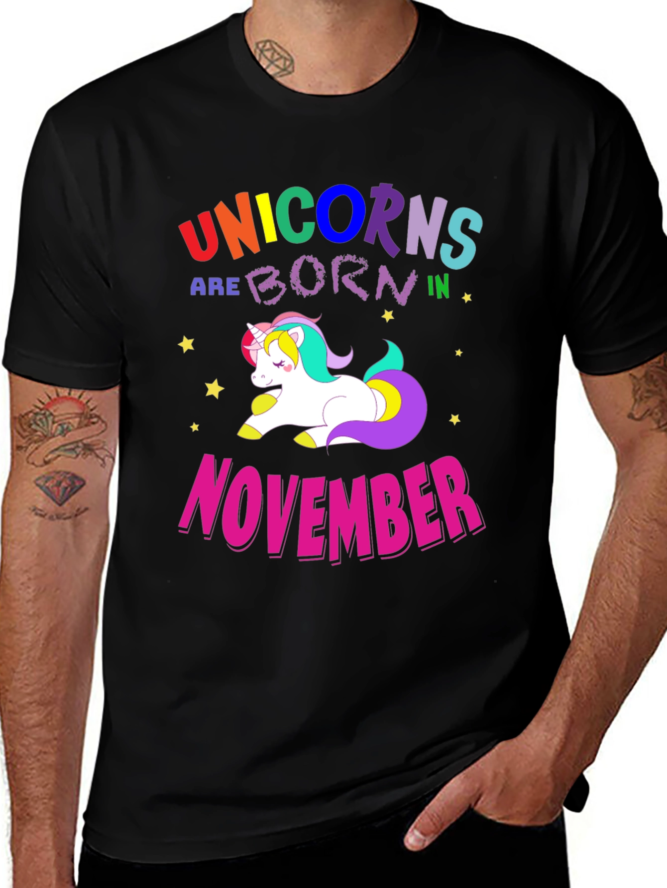 Unicorns Born in November T-Shirt - Birthday Gift Idea