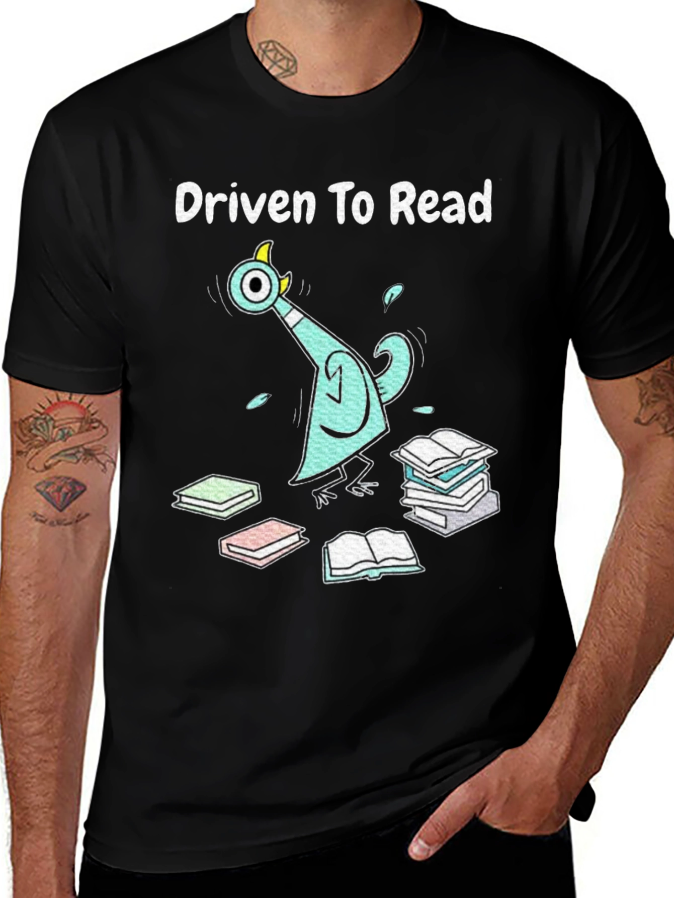 Variant 20 of Driven to Read Pigeon Graphic Tee