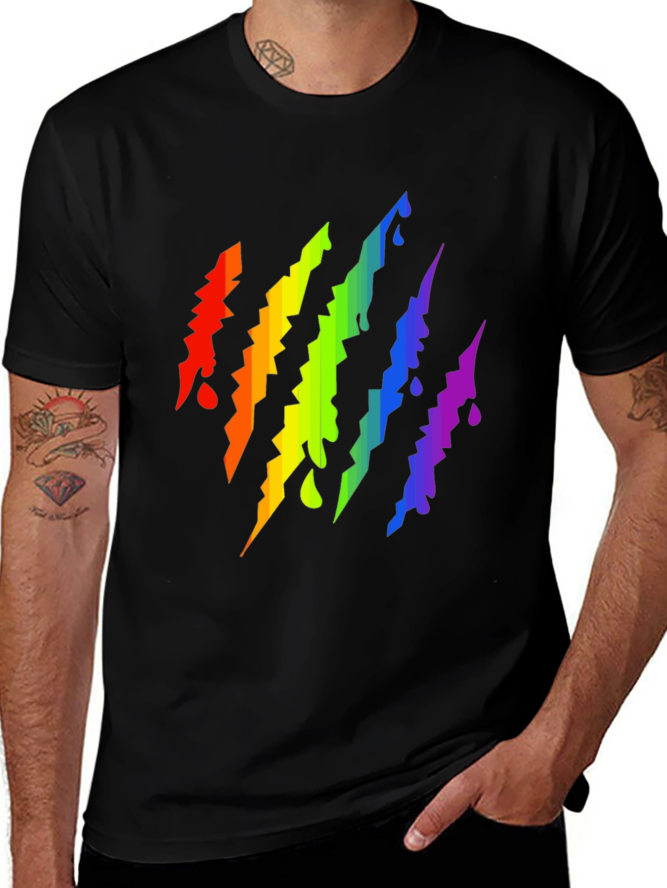 Variant 6 of Rainbow Claw Mark Black T-Shirt