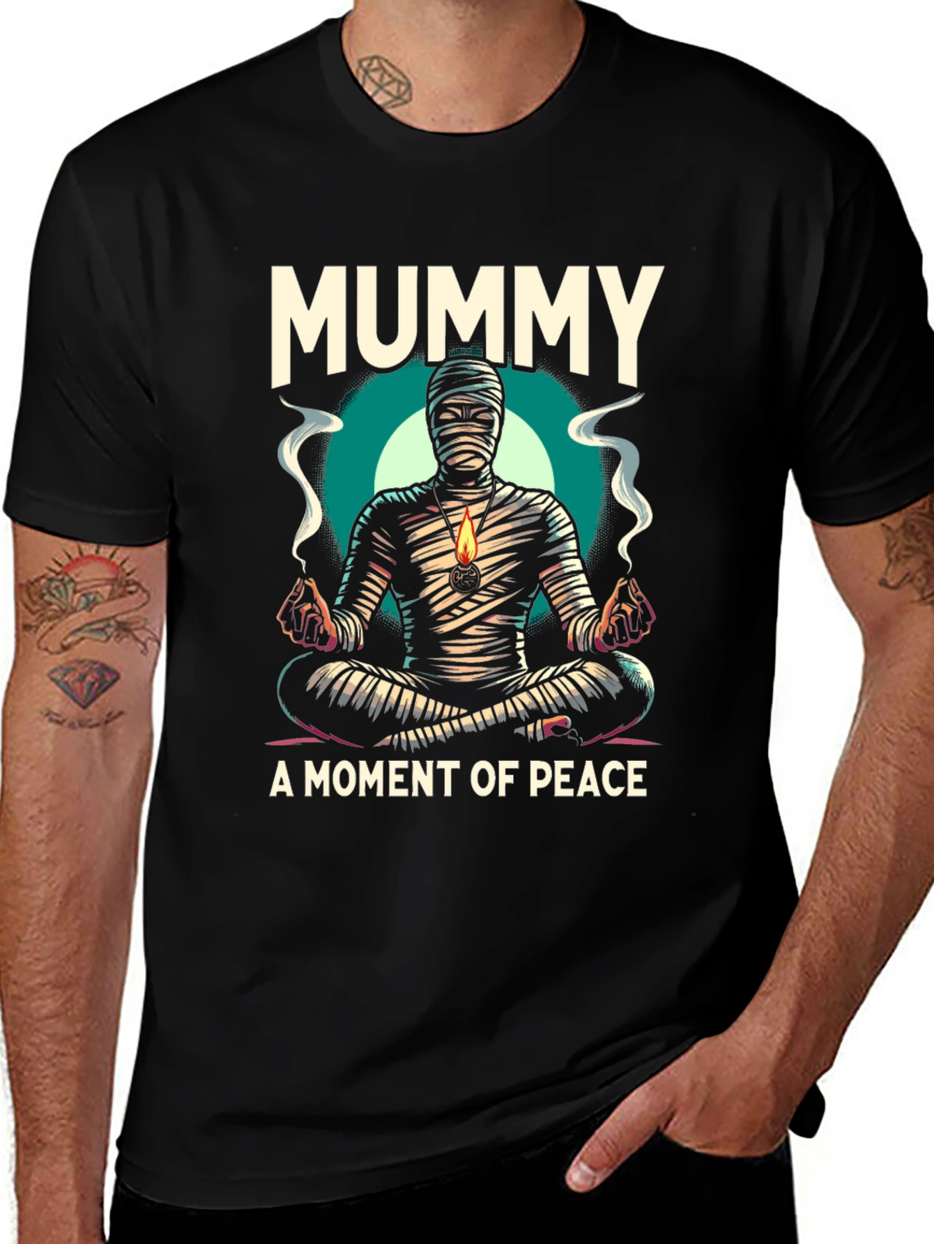 Variant 21 of Mummy Meditating T-Shirt - A Moment of Peace