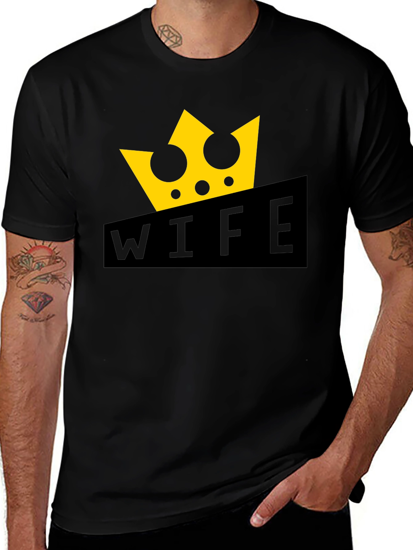 Variant 17 of Wife Crown Graphic Tee - Black Short Sleeve Shirt