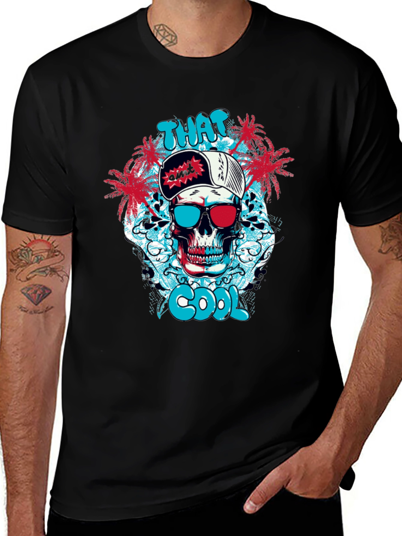 Variant 20 of Cool Skull Graphic Tee - Black