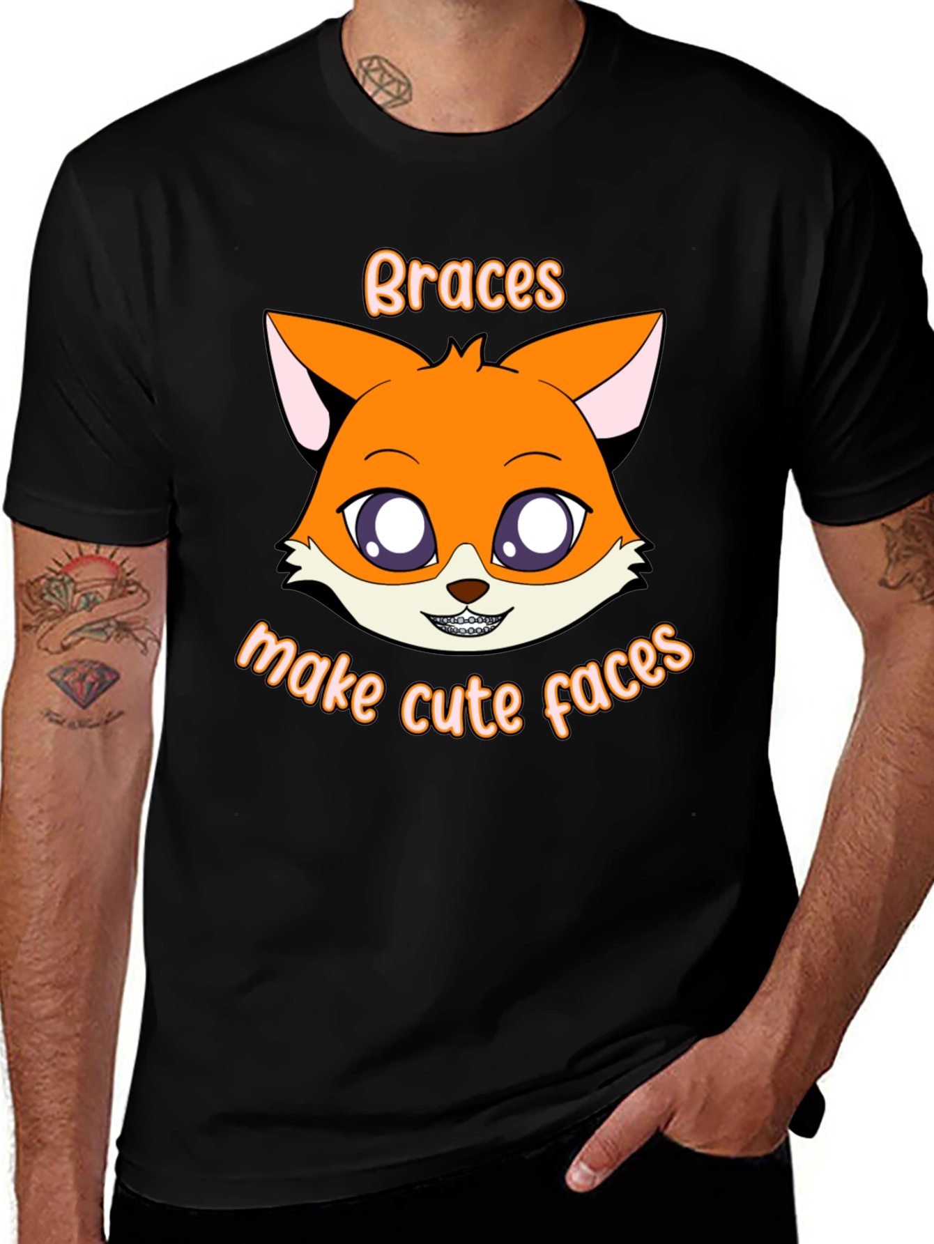 Variant 18 of Cute Fox Braces T-Shirt - Make Cute Faces!