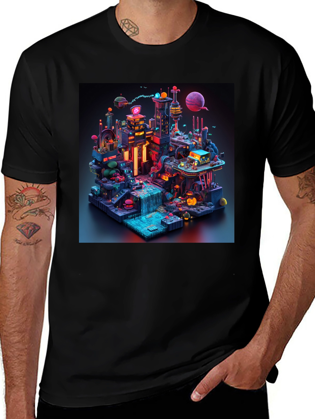 Variant 19 of Futuristic Cityscape Graphic Tee