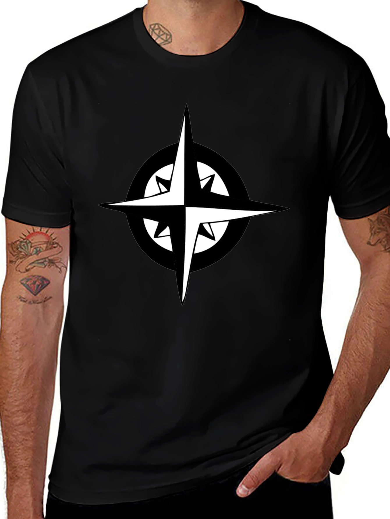 Variant 23 of Compass Graphic Black T-Shirt