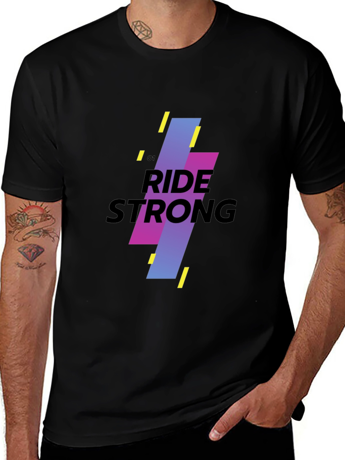 Variant 19 of Ride Strong Graphic Black T-Shirt