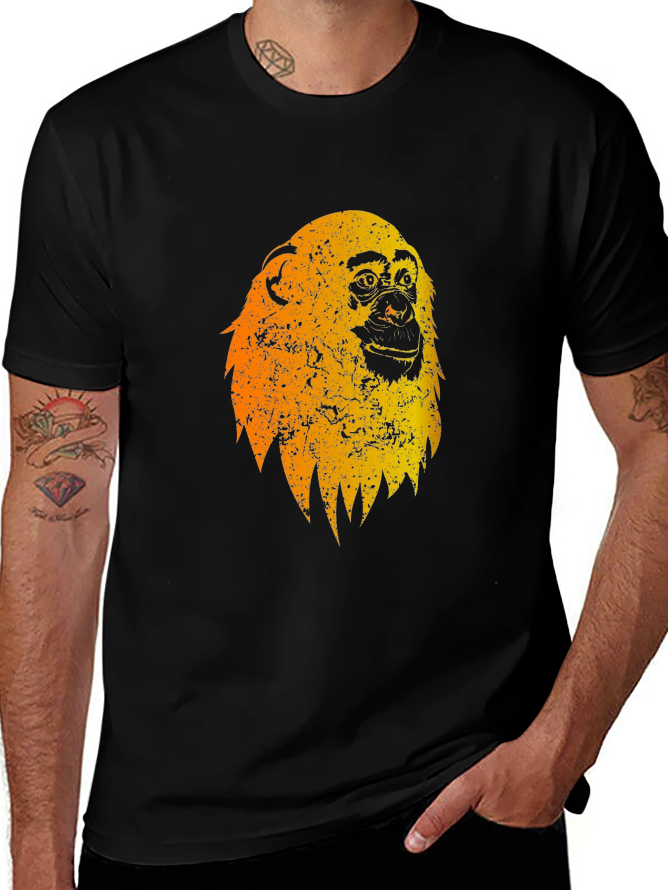 Variant 10 of Retro Monkey Graphic T-Shirt - Black