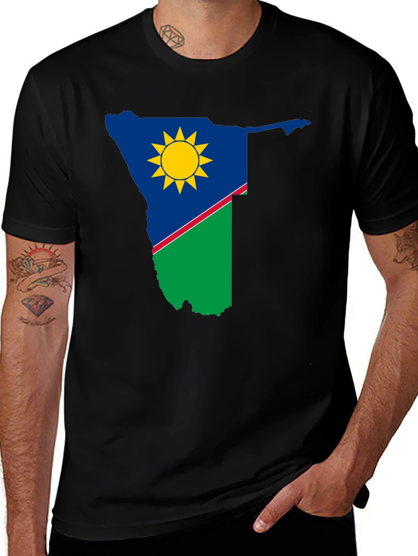 Namibia Flag Graphic T-Shirt - Black