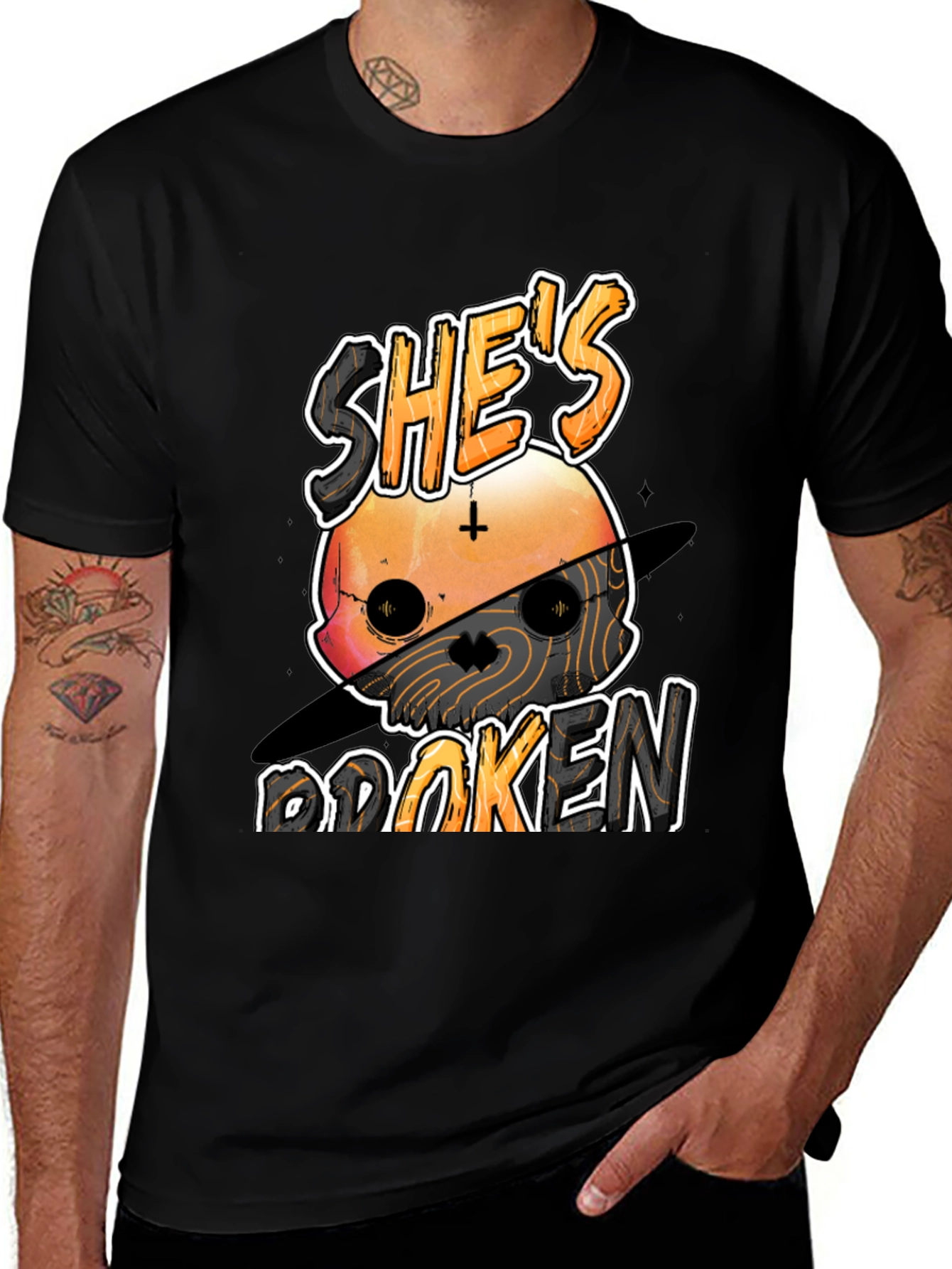 Variant 21 of She's Broken Skull Graphic Tee - Black Unisex T-Shirt