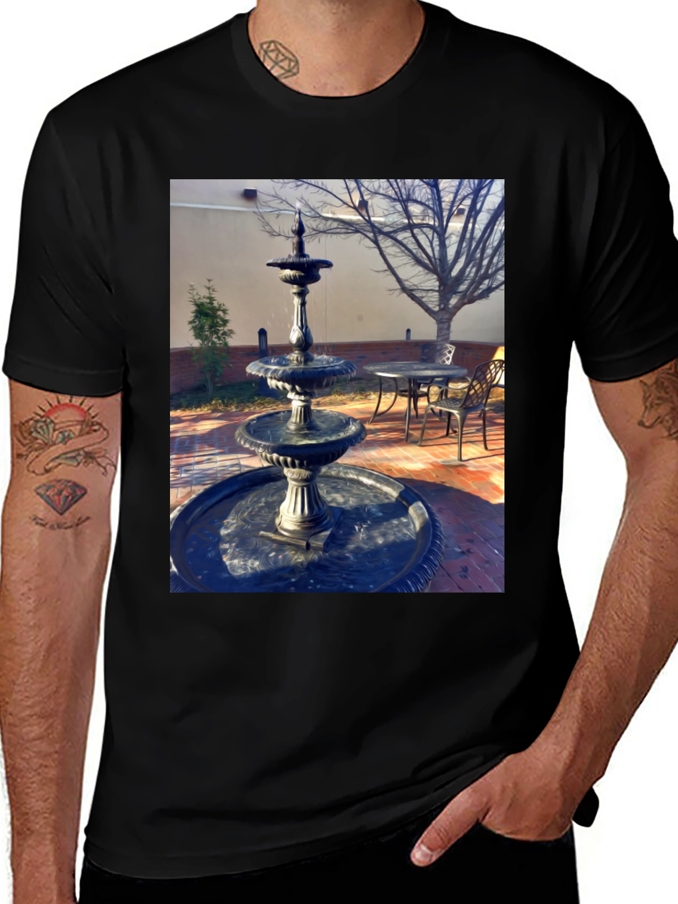 Variant 13 of Fountain Graphic Black T-Shirt