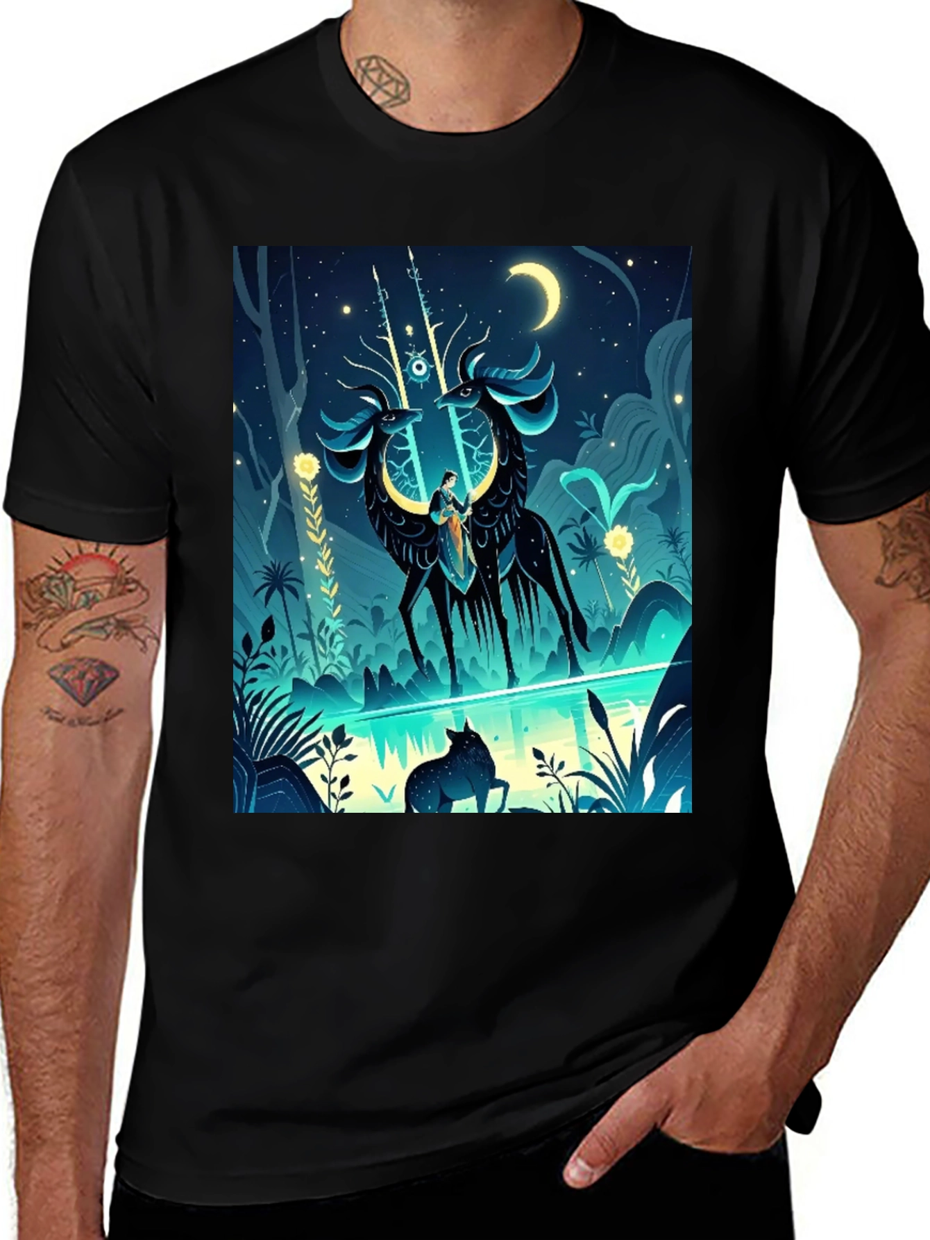 Variant 18 of Mystical Creatures Graphic Tee - Black