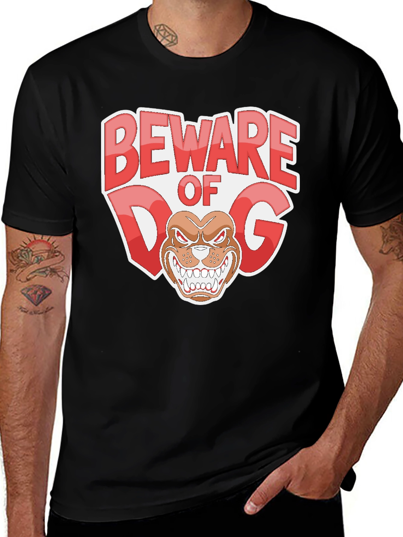 Variant 19 of Beware of Dog Graphic T-Shirt - Black