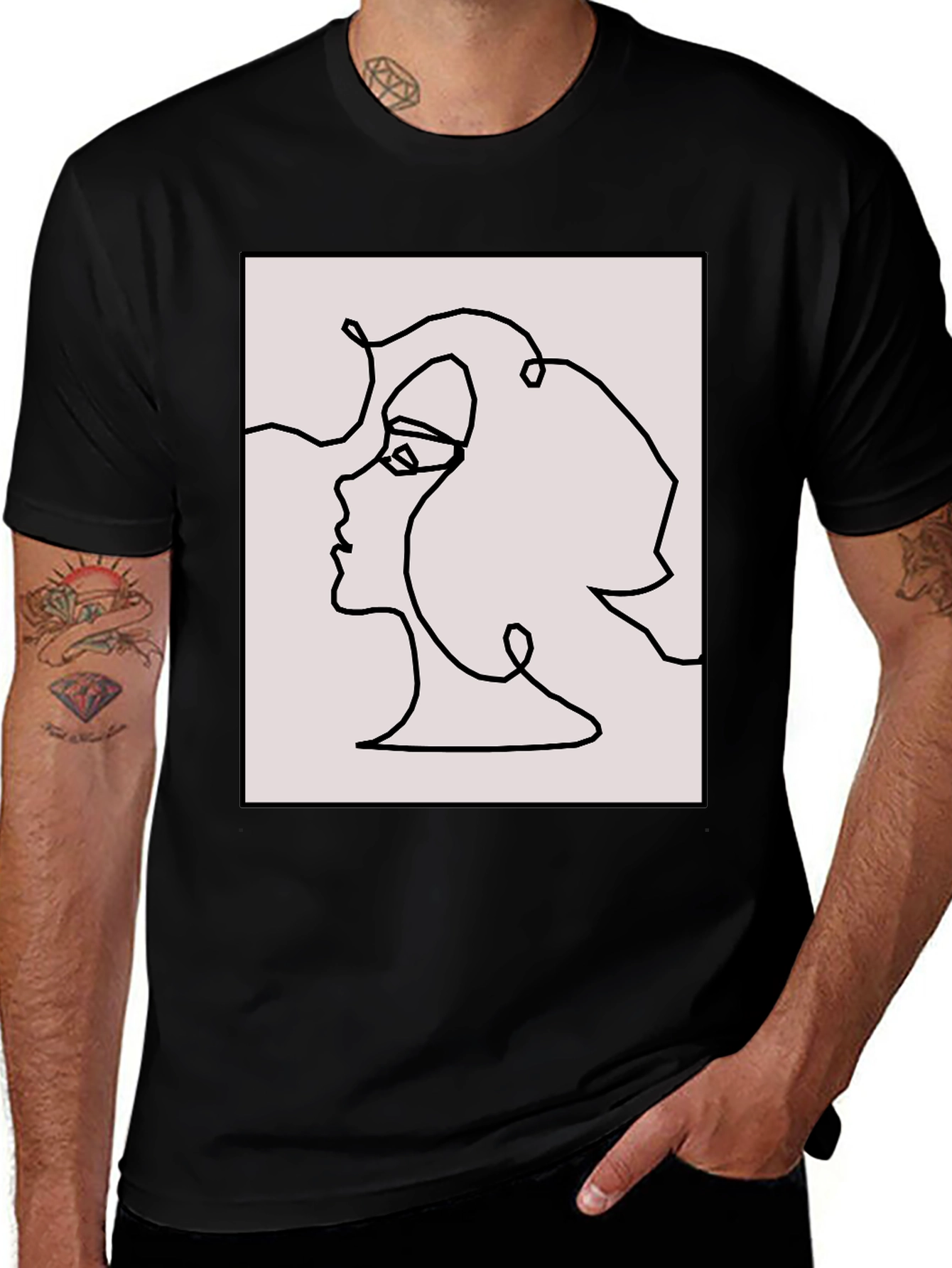 Variant 13 of Abstract Face Line Art Graphic Tee