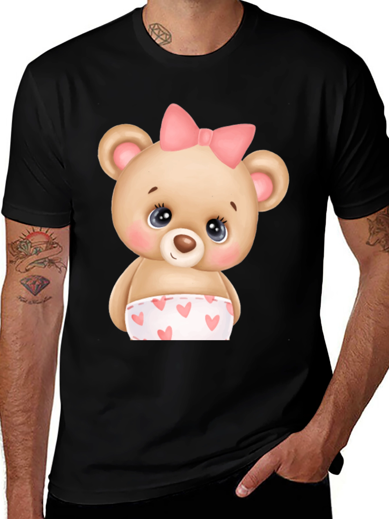 Variant 13 of Cute Bear Graphic T-Shirt - Black