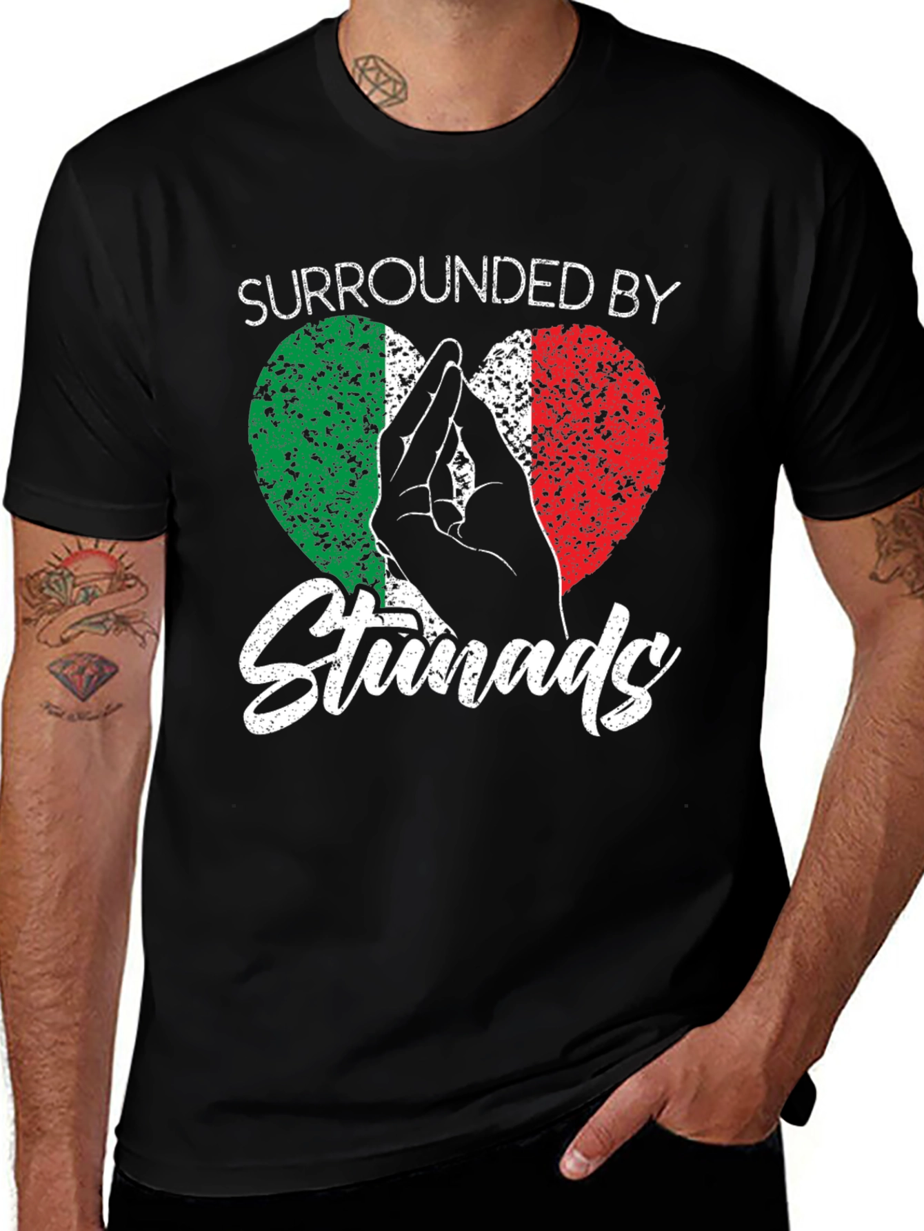 Surrounded by Stunads Italian Flag Heart T-Shirt
