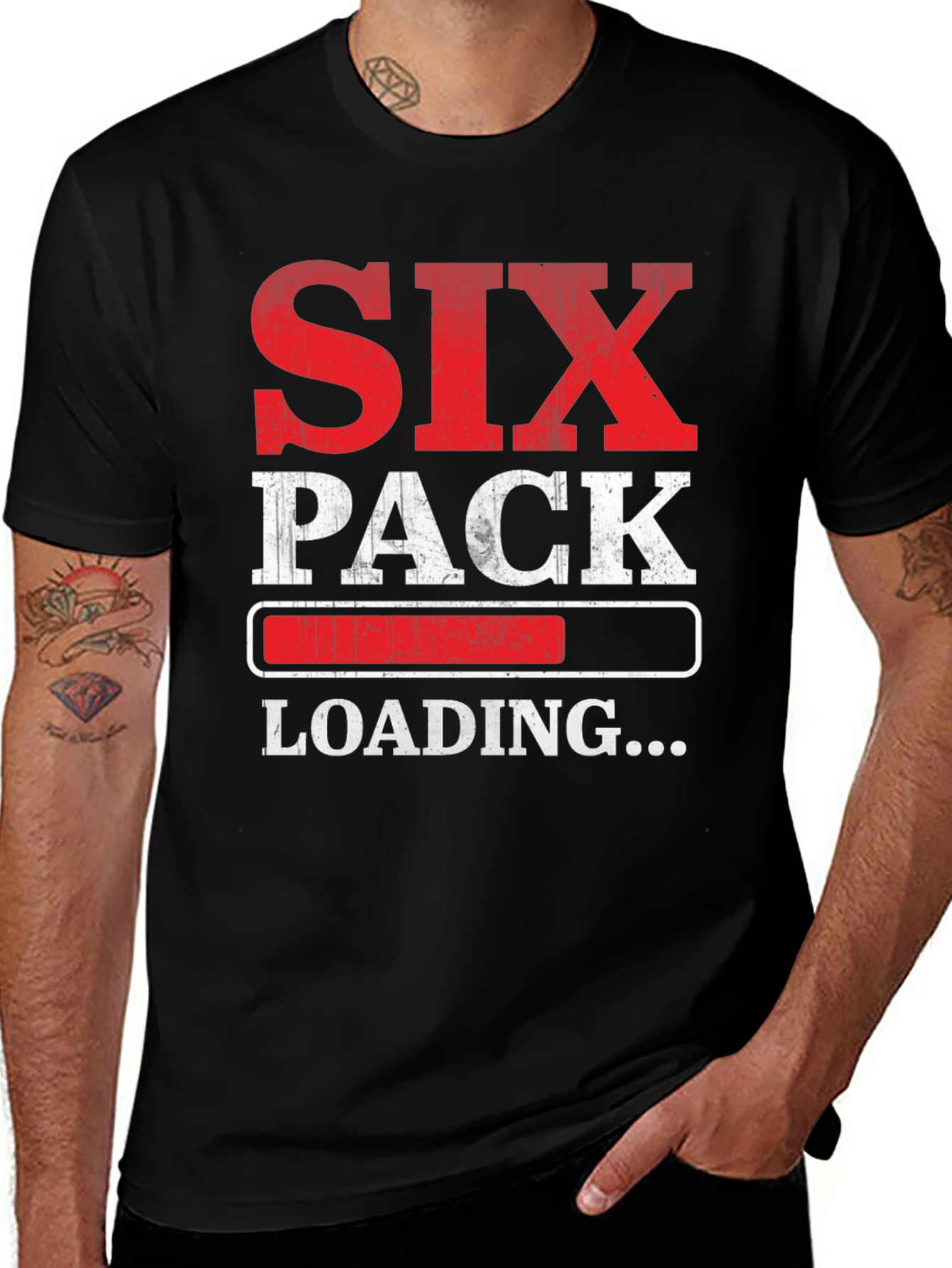Variant 26 of Six Pack Loading T-Shirt - Funny Workout Gym Tee