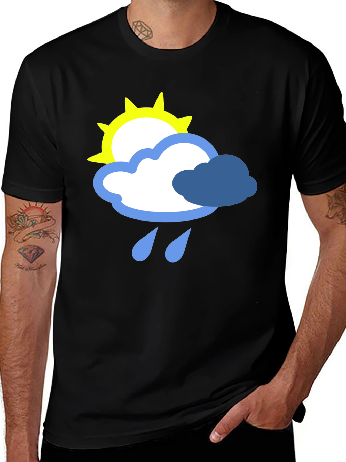 Variant 15 of Weather Graphic T-Shirt - Sun, Cloud, and Rain