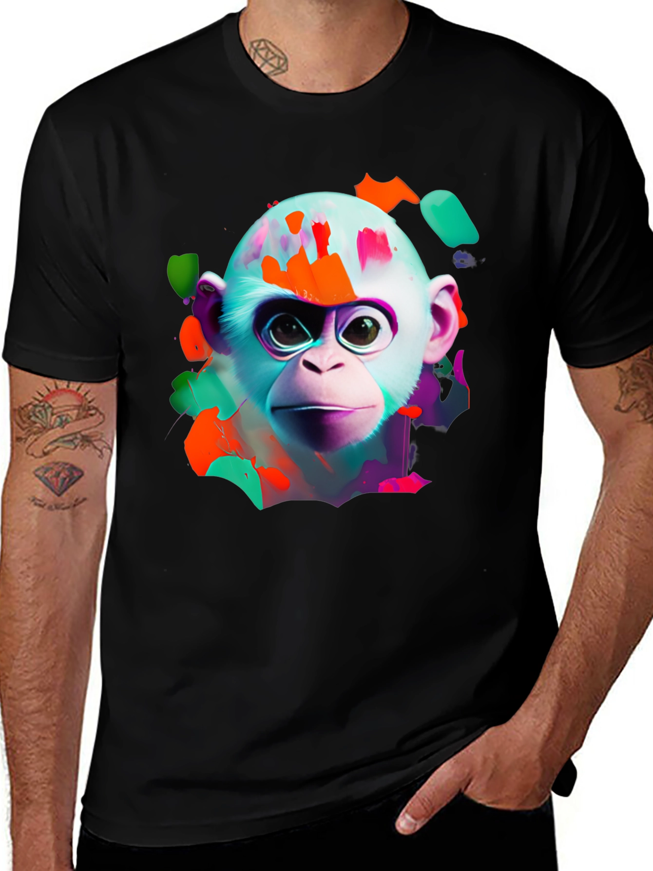 Variant 6 of Vibrant Monkey Graphic T-Shirt - Artistic Design