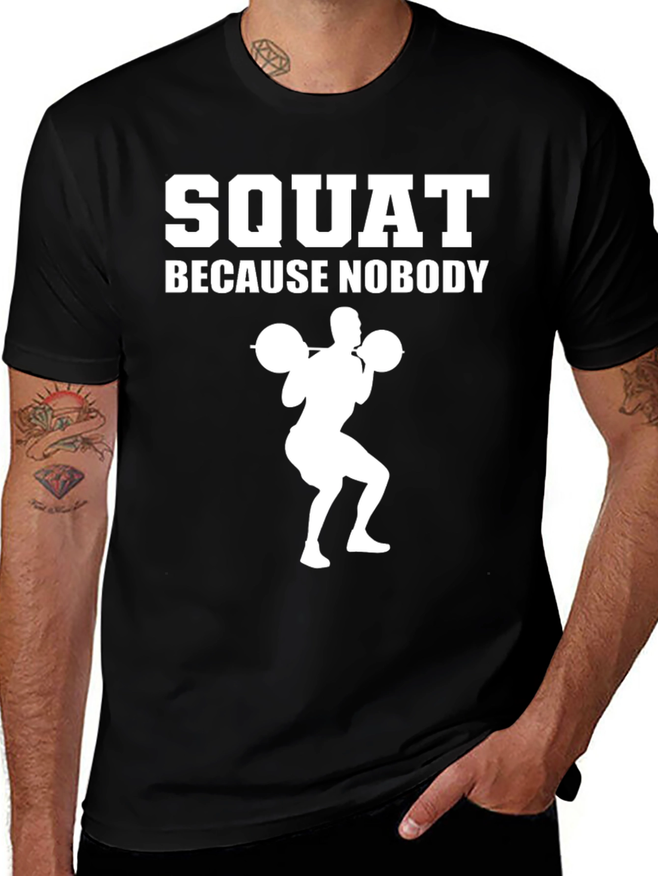 Variant 4 of Squat Because Nobody Cares Black Graphic T-Shirt