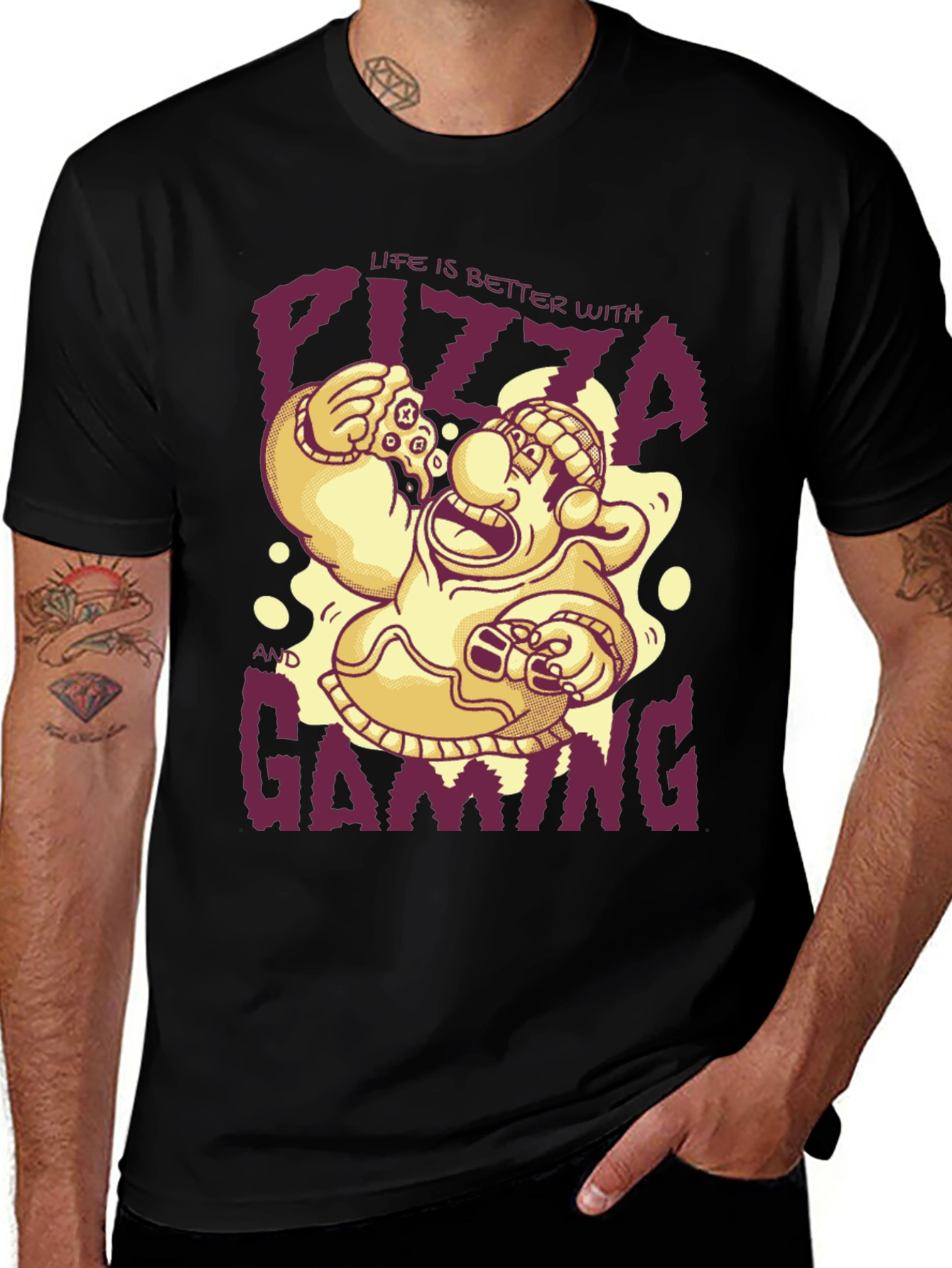 Variant 2 of Pizza Gaming T-Shirt - Gamer Tee