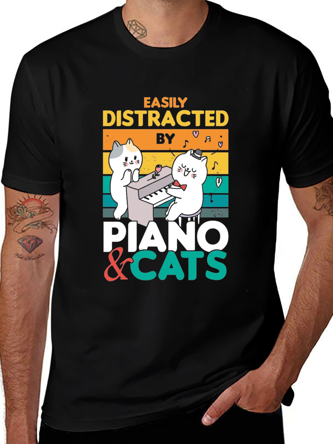 Variant 28 of Easily Distracted by Piano & Cats T-Shirt