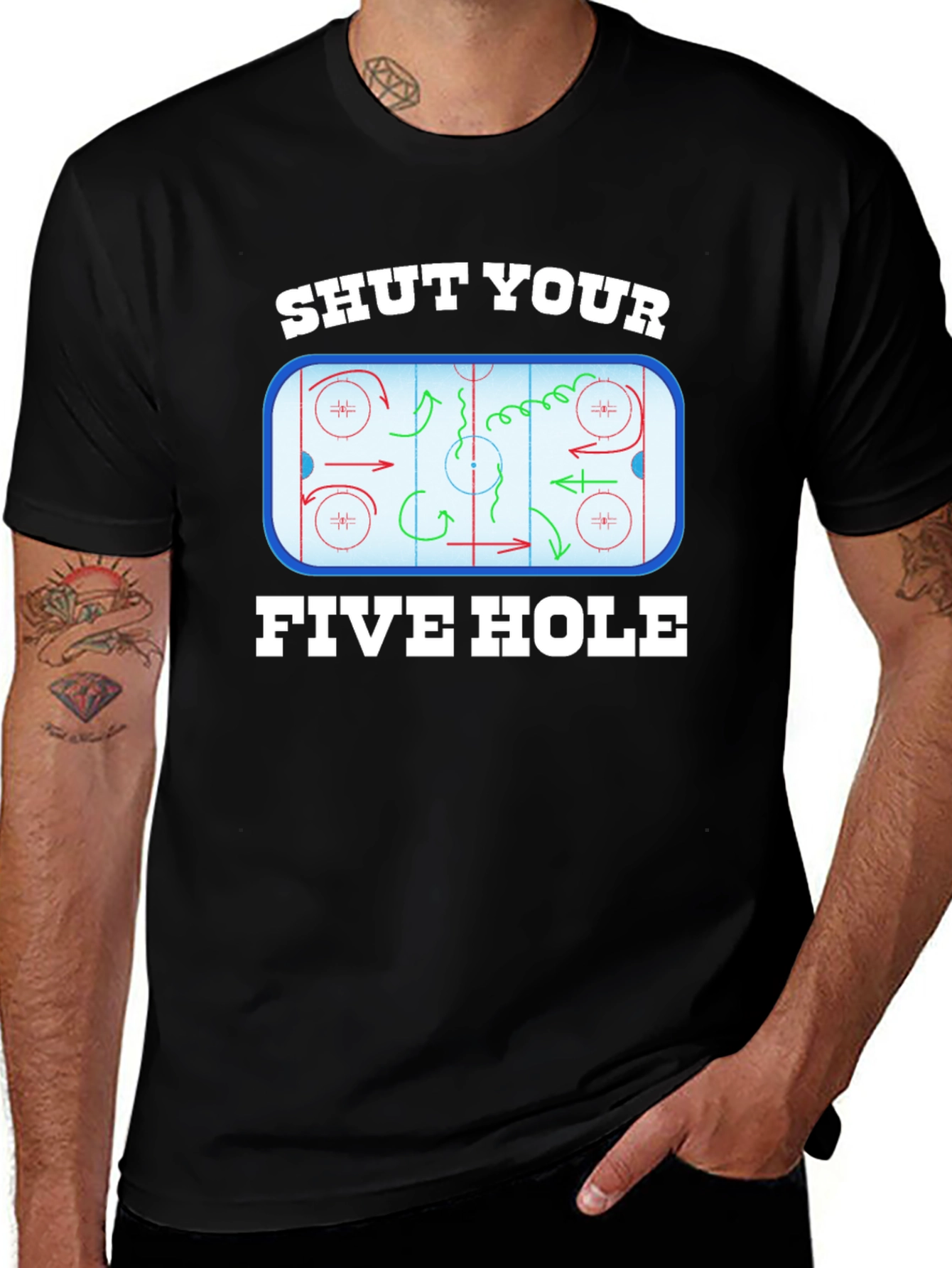 Black Shut Your Five Hole Hockey T-Shirt main image