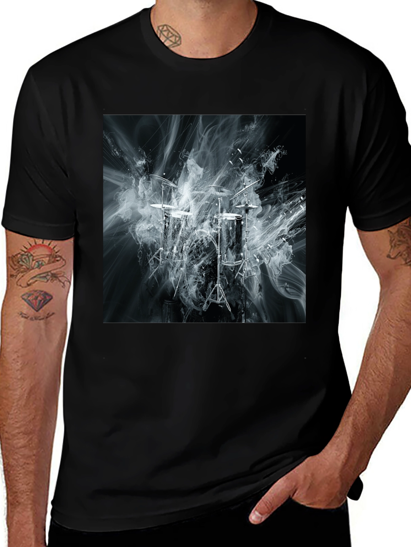 Variant 24 of Abstract Smoke Drums Black T-Shirt